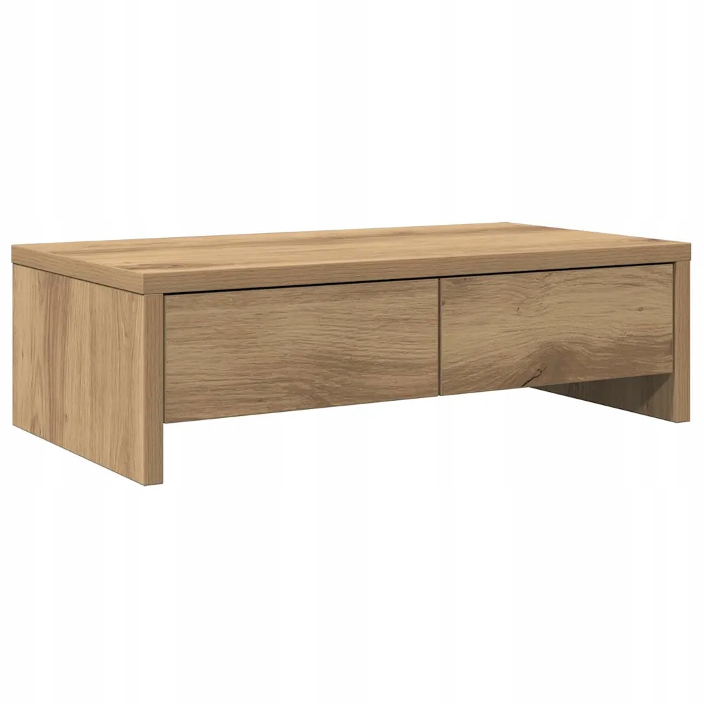 Podwójna podstawka pod monitor dąb artisian 50 x 27 x 15 cm z szufladami