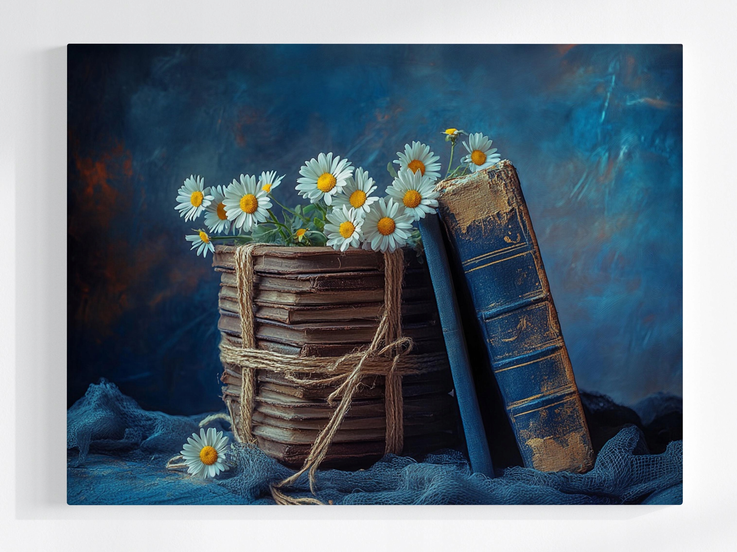 Obraz Na Plátně Canvas Dekorace Staré Knihy Květiny Sedmikrásky 100x75