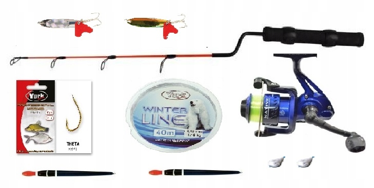 ZESTAW PODLODOWY WĘDKA + KOŁOWROTEK + AKCES YORK