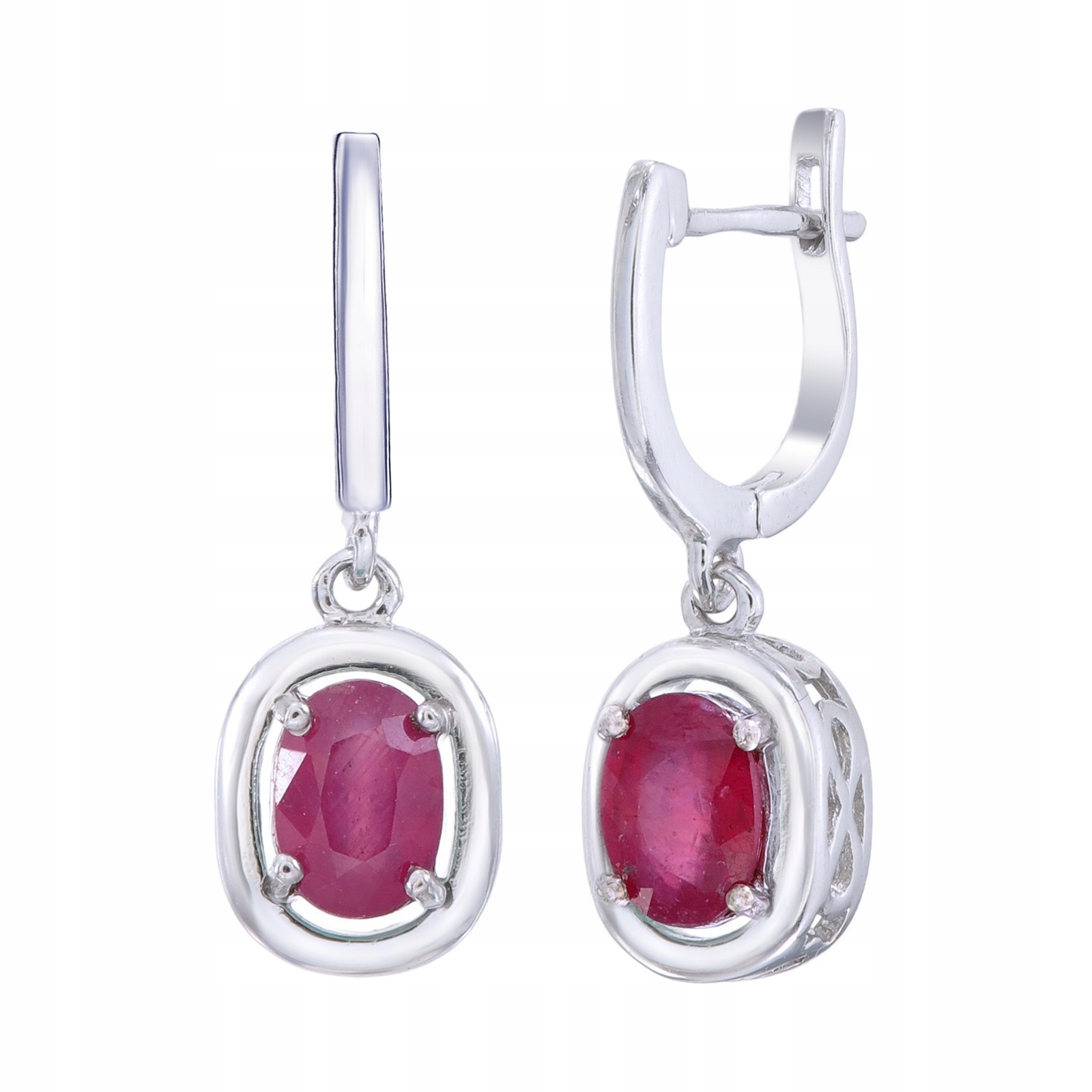 Stříbrné náušnice Ag 925 Bordová Rubín 3084-E-RU-WP