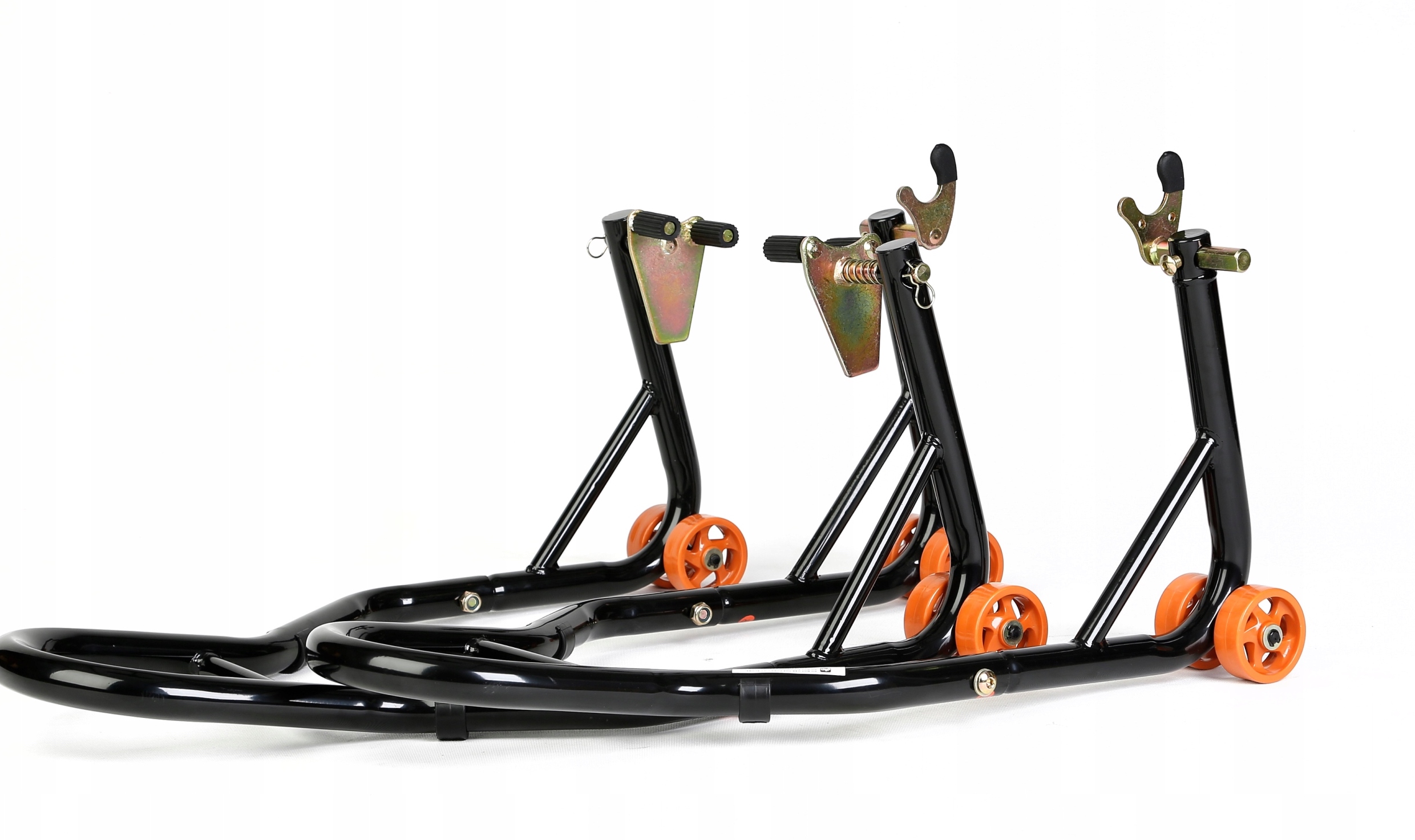 STOJAK PODNOŚNIK MOTOCYKLOWY TYŁ+PRZÓD COMBO V SOLIDNY KOMPLET PRZÓD TYŁ