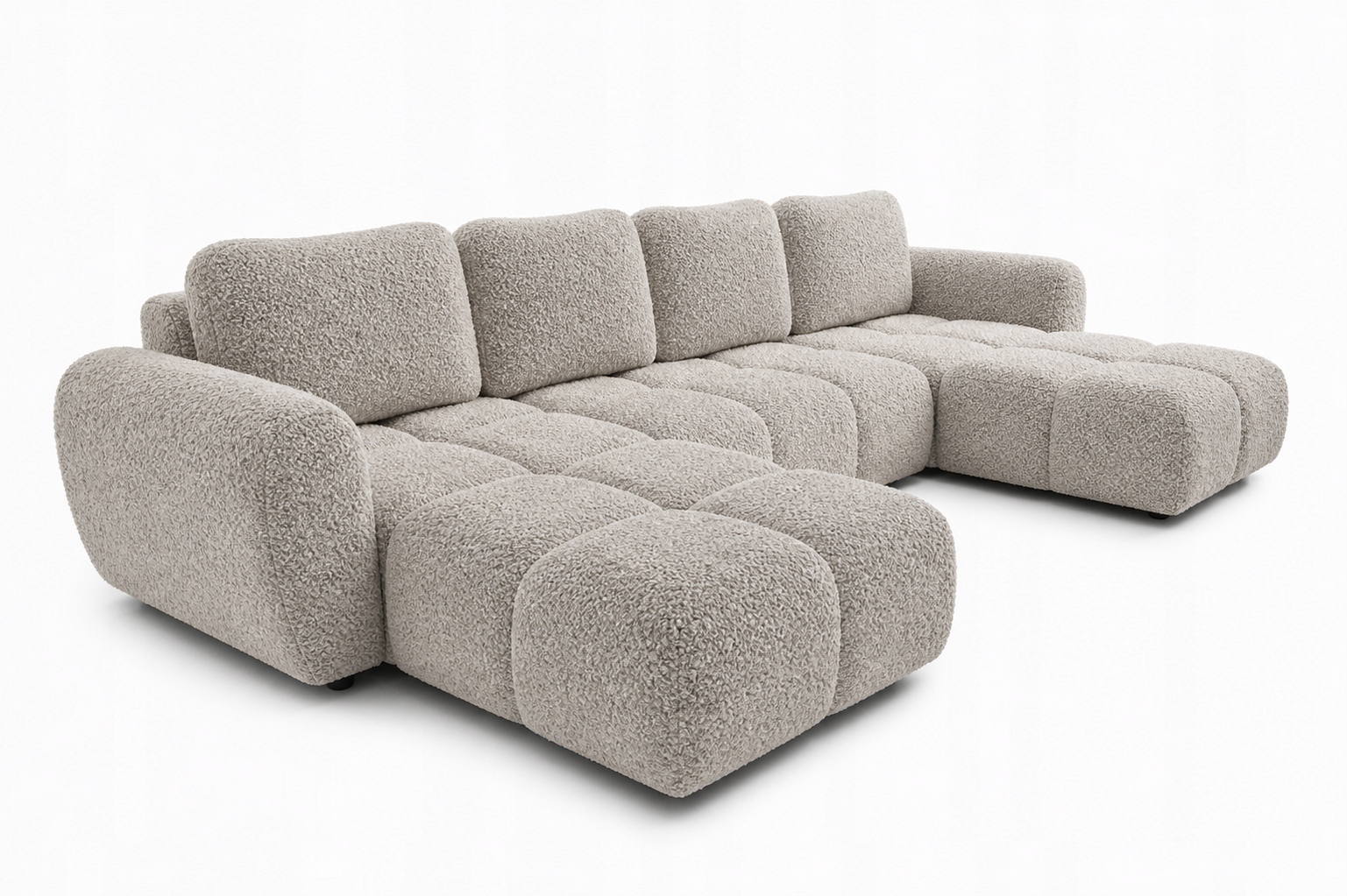 Rohová Sedací Souprava s funkcí spaní Agnello U 380 cm Boucle Šedobéžová