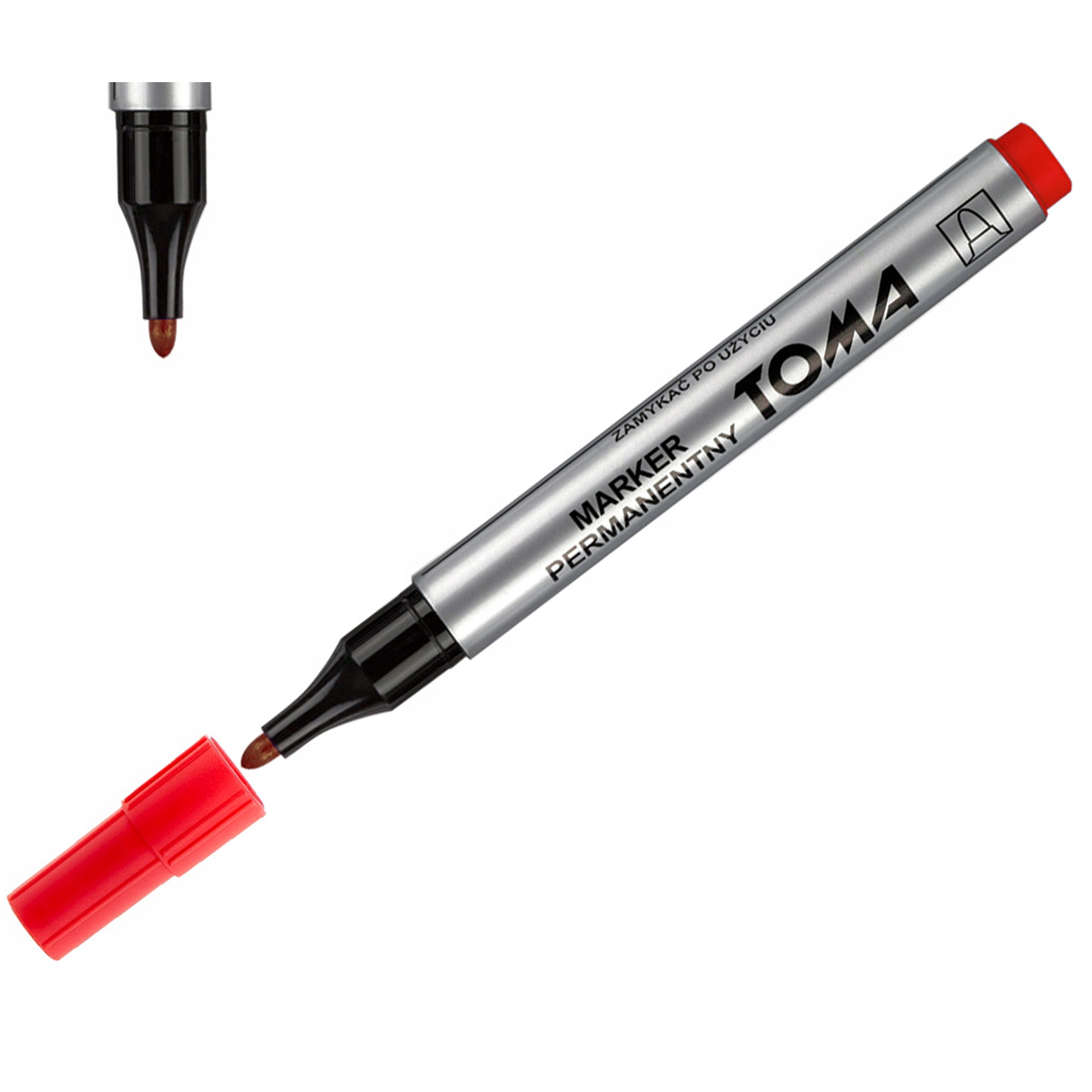 MARKER PERMANENTNY TO-090 OKRĄGŁA KOŃCÓWKA CZERWONY TOMA