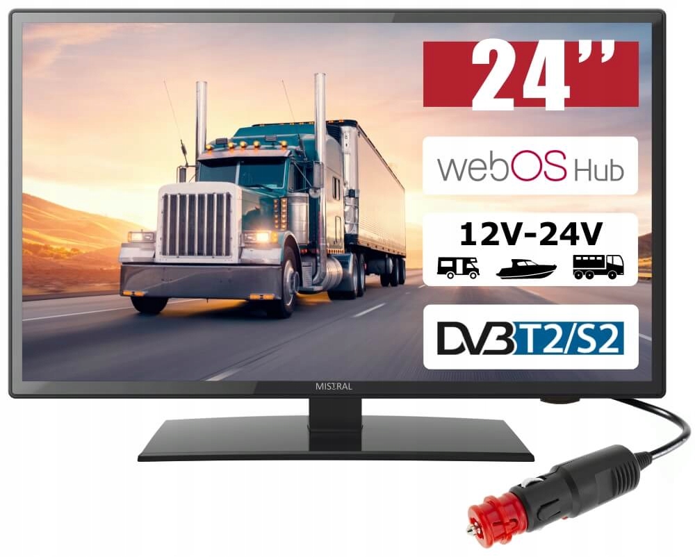 Mistral MI-TV2380HDS Tv LCD 24' 12V 24V Smart Dvb-t pre jachtu automobilu Tir
