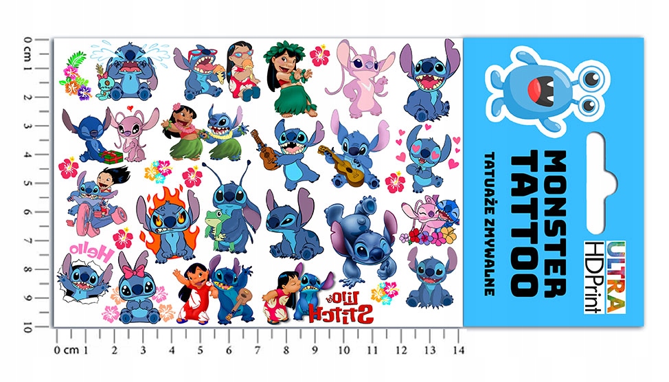 ZESTAW NAKLEJKI + TATUAŻE DLA DZIECI DZIECIĘCE STITCH JAKOŚĆ Marka inny