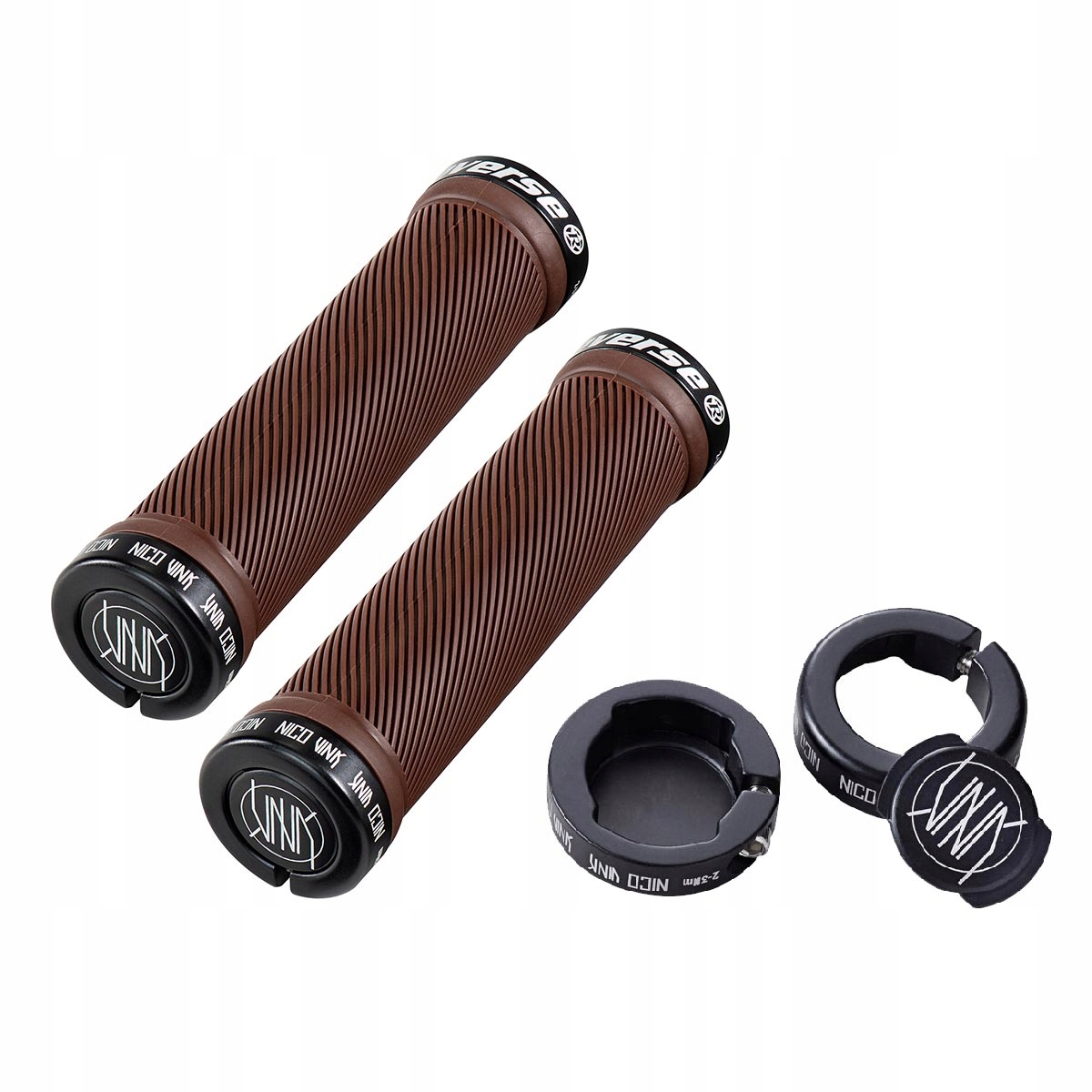 Chwyty Gripy Reverse Nico Vink 30mm Brown/Black Lock-On Skręcane