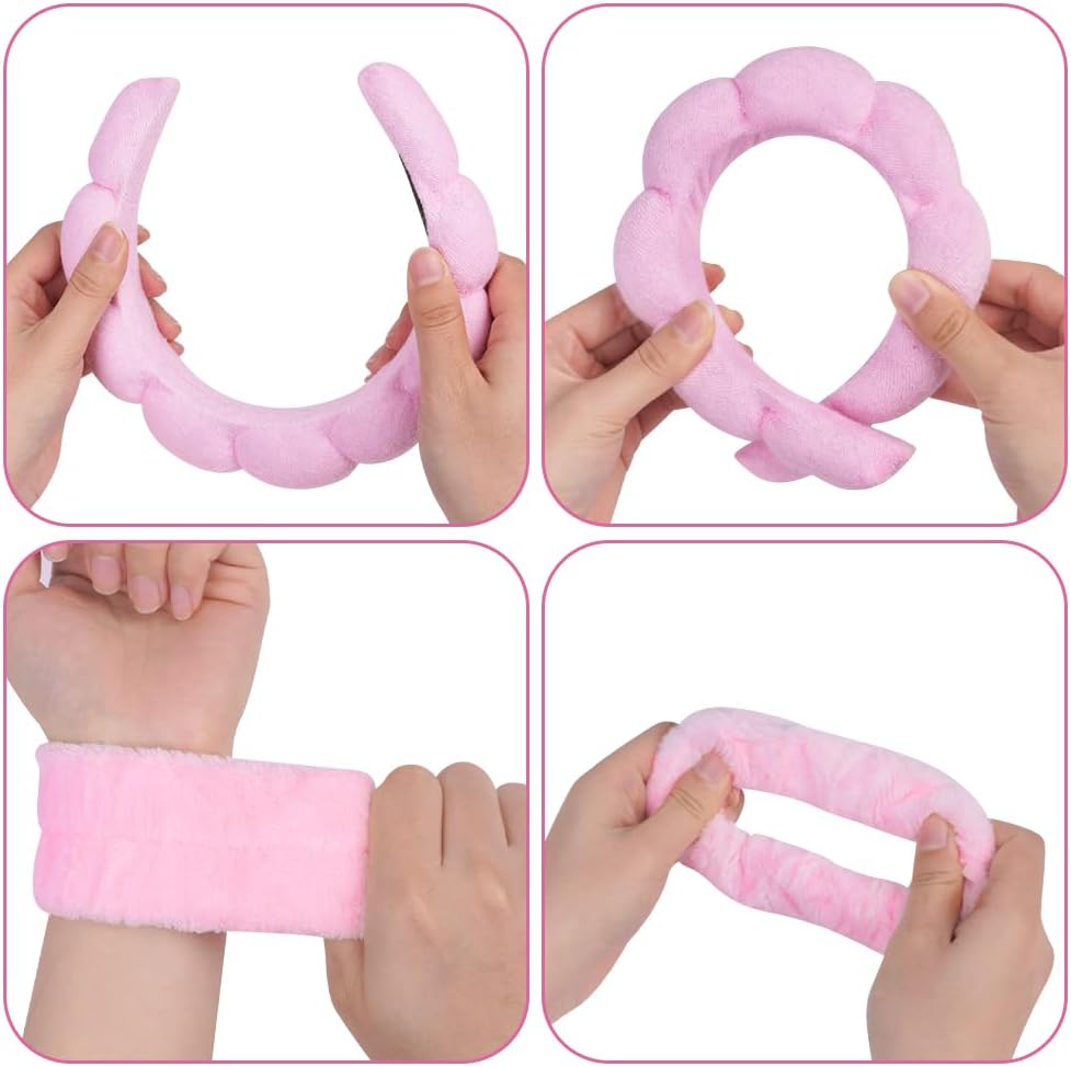 Froté Páska Na Mytí Obličeje Elastická 4 Kusy Růžová Gumička Do Vlasů