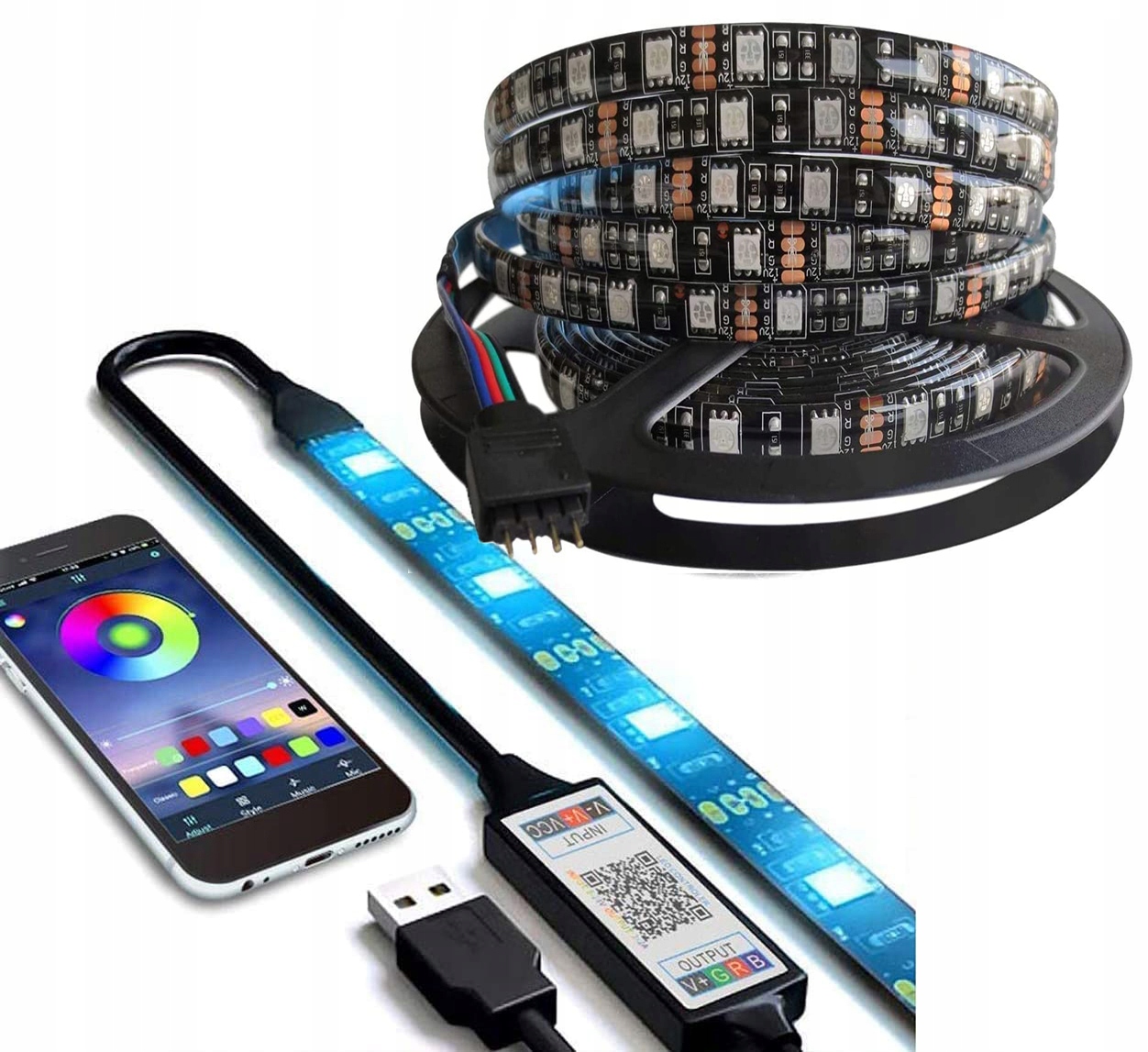 

Taśma Led Rgb 5 metrów Podświetlenie Tv Bluetooth