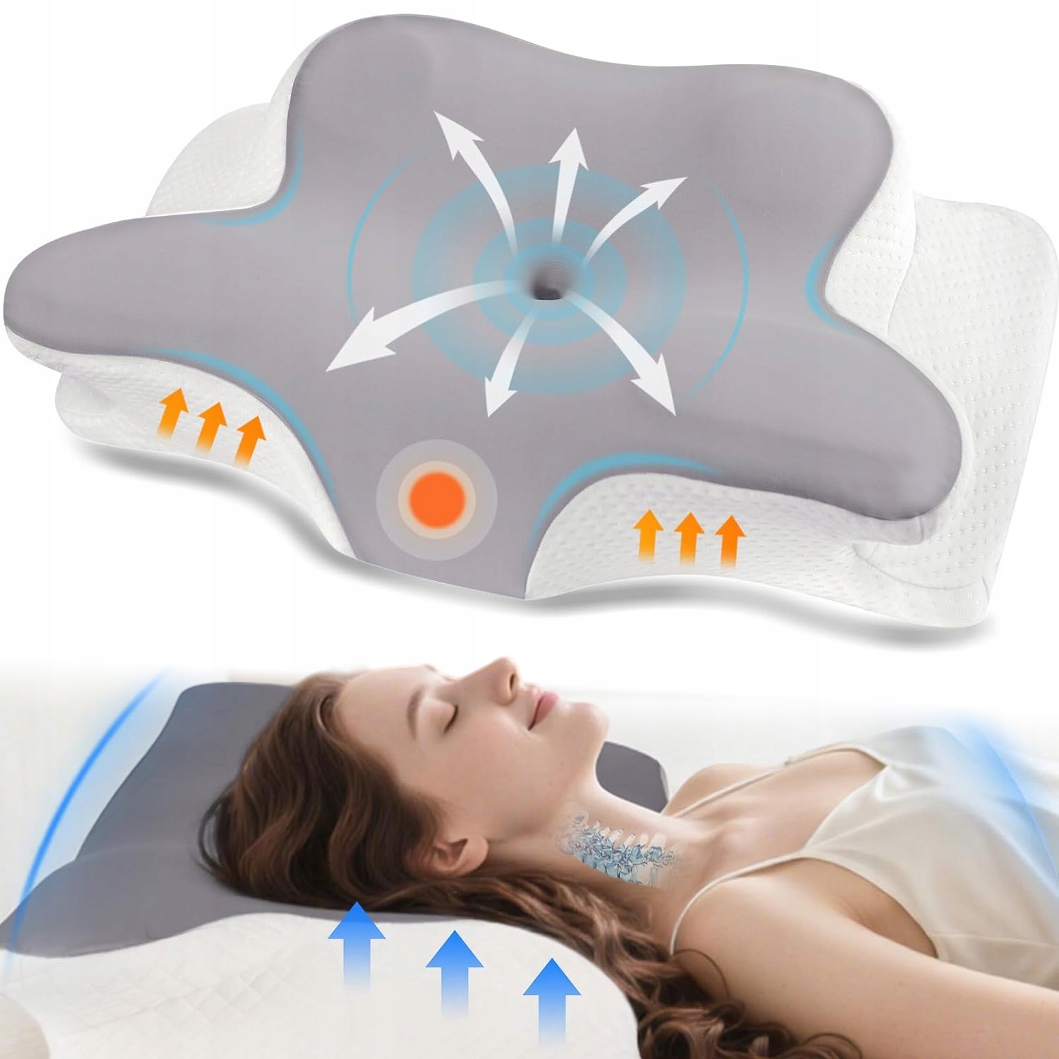 Poduszka Ortopedyczna Do Spania Profilowana 62*42CM Z Zmywalnym Pokrowcem