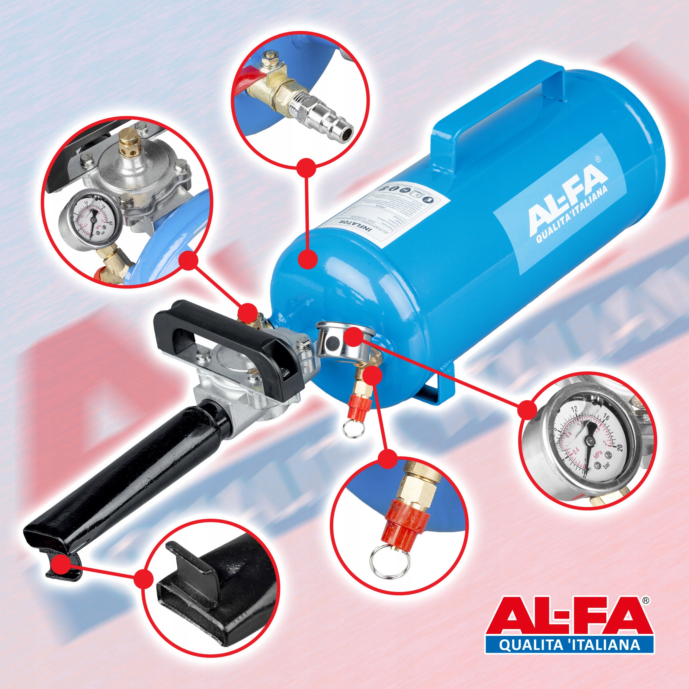 INFLATOR DO POMPOWANIA KÓŁ ZBIORNIK 12L Kod producenta 1802