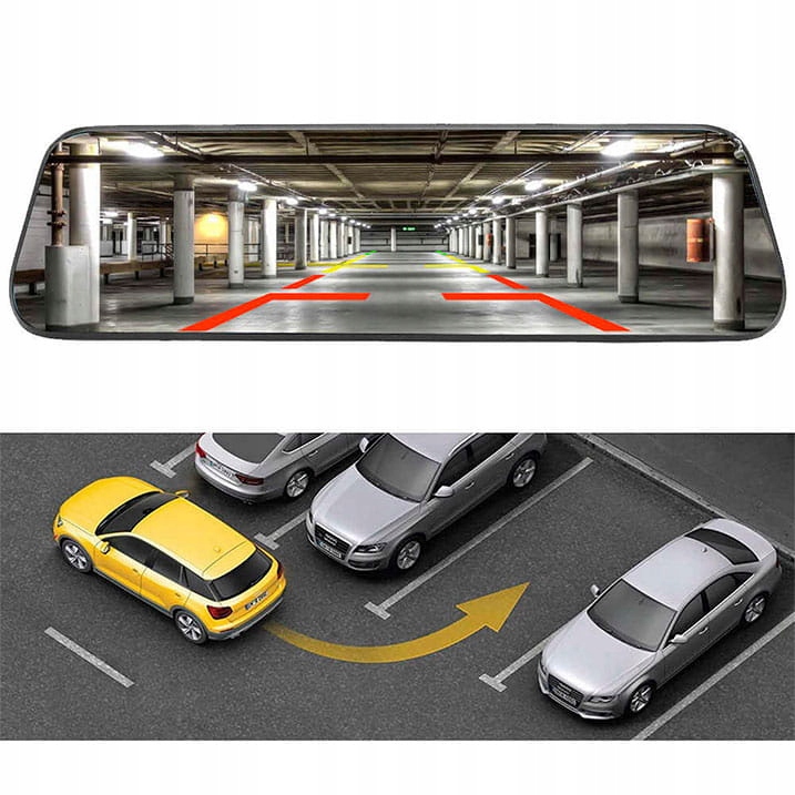 KAMERA SAMOCHODOWA WIDEOREJESTRATOR W LUSTERKU REJESTRATOR JAZDY PRZÓD TYŁ Model H19