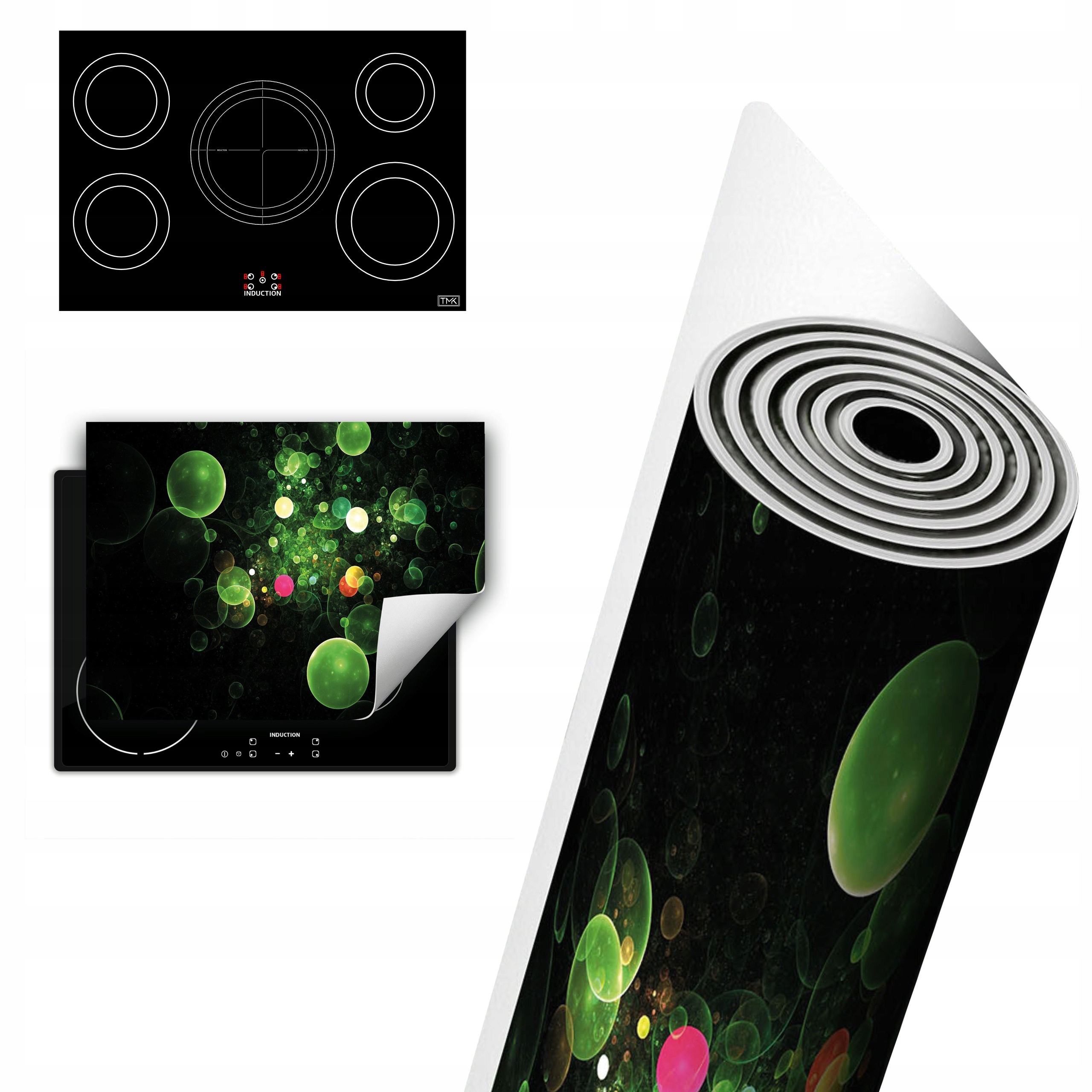 Vinylová Ochrana Na Indukci Deska 80x52 zelená bublinky