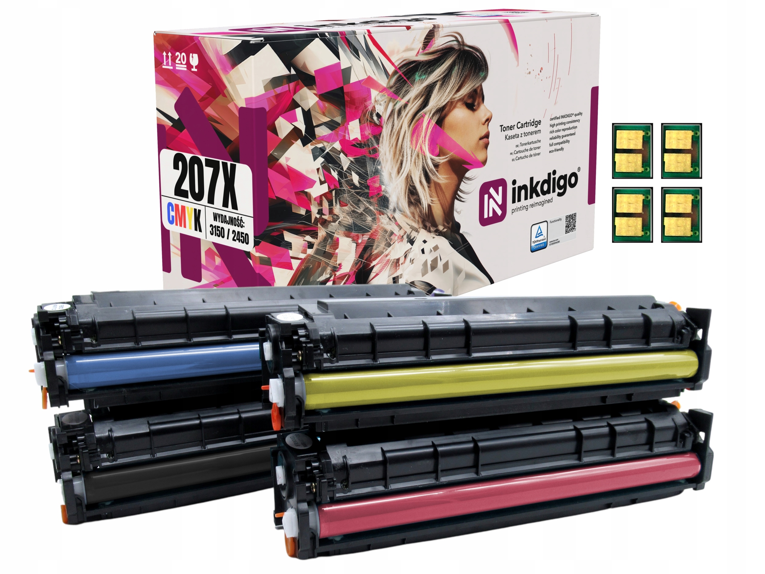 4x Toner do tiskárny Hp W2210A 207A Color LaserJet Pro Mfp M283fdw Čip