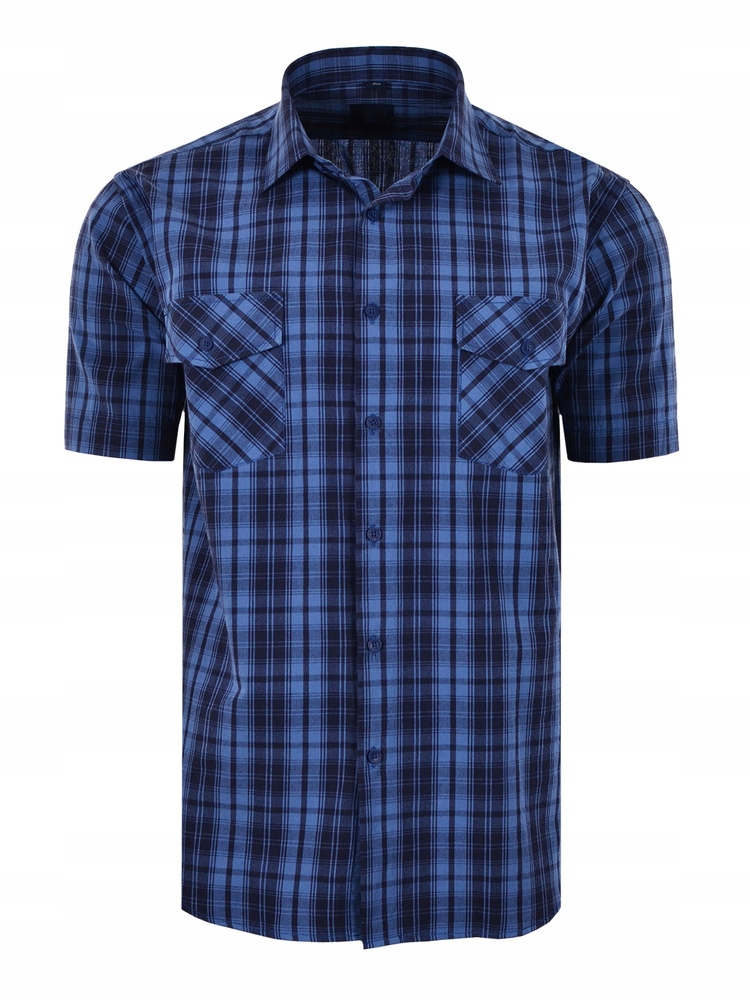 Košile Kostkovaná Tmavě Modrá Krátká Velká 52/53