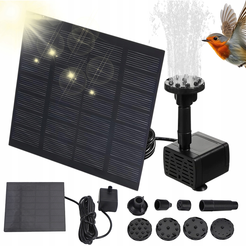 Solárna plávajúca fontána Leto 1.2W 6 Trysky 200L/H do rybníka