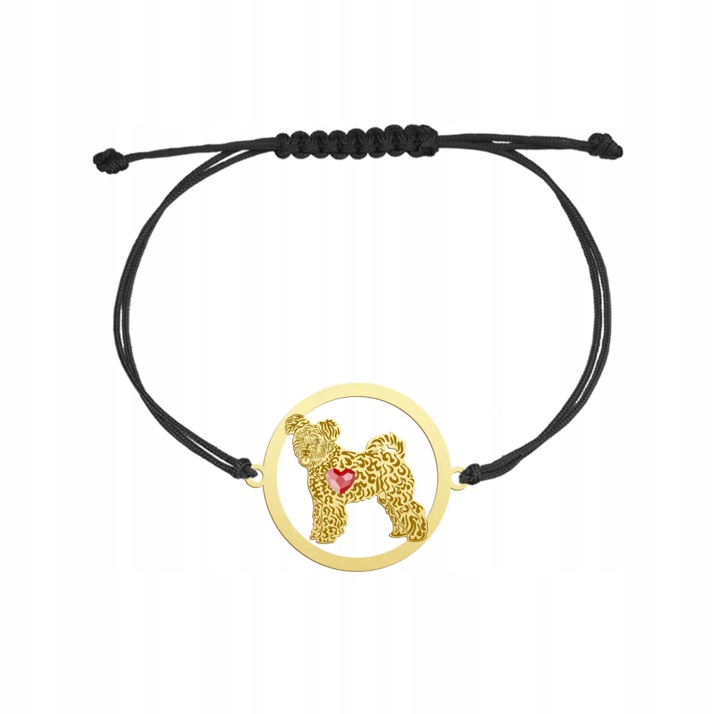 Zlatý náramek s pejskem Pumi 925 Šňůrka Dárek Žena Gravírování Bonus