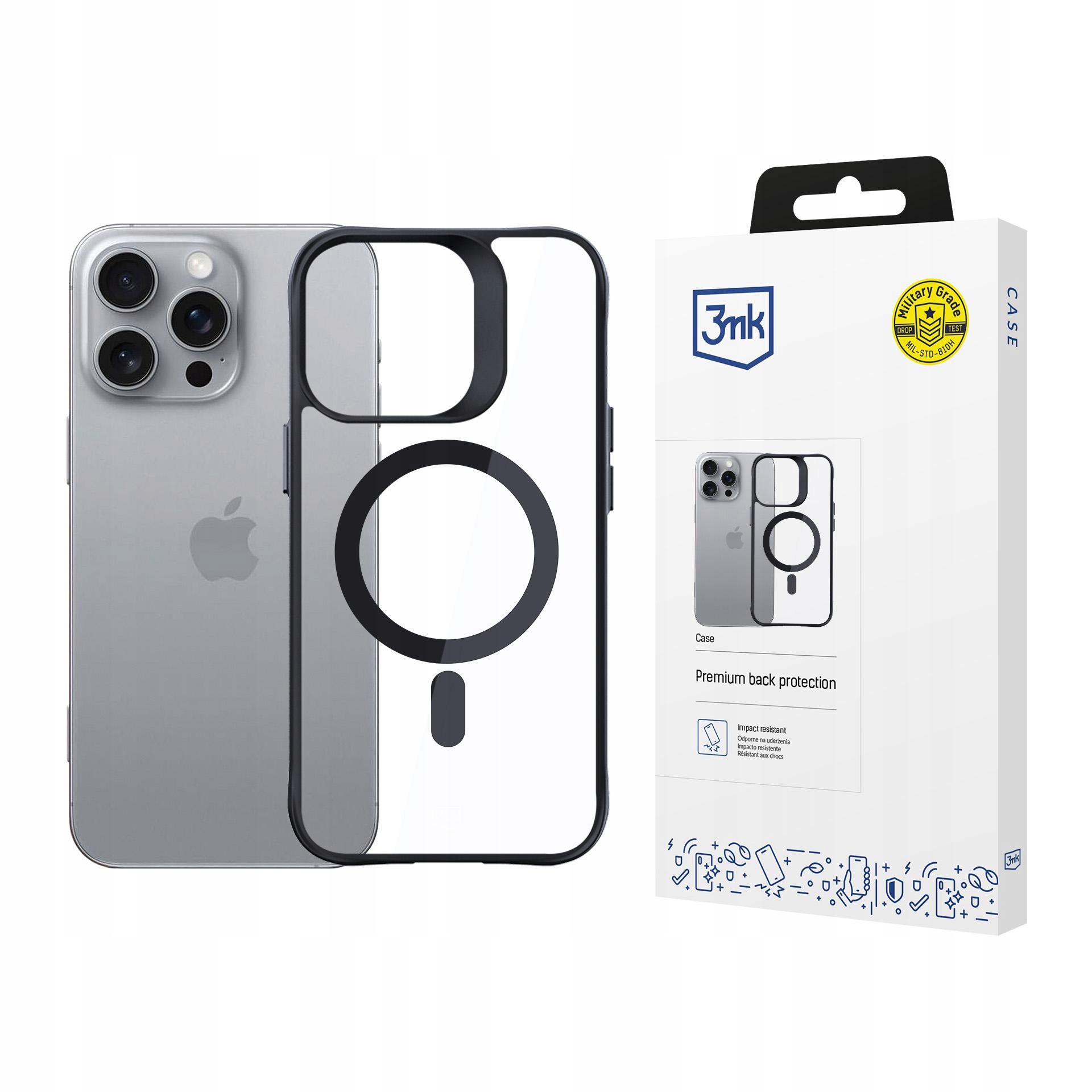 Etui 3mk Satin Armor MagCase z MagSafe na iPhone 16 Pro przezroczyste z