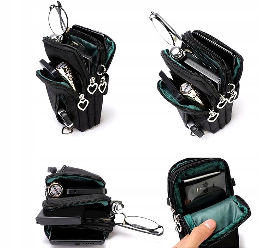 Kopertówka Torebka na telefon ramię portfel Etui Kolor czarny