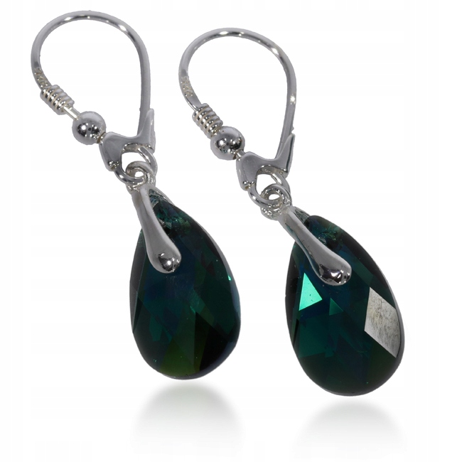 

Swarovski kolczyki srebrne kryształy Emerald Ab