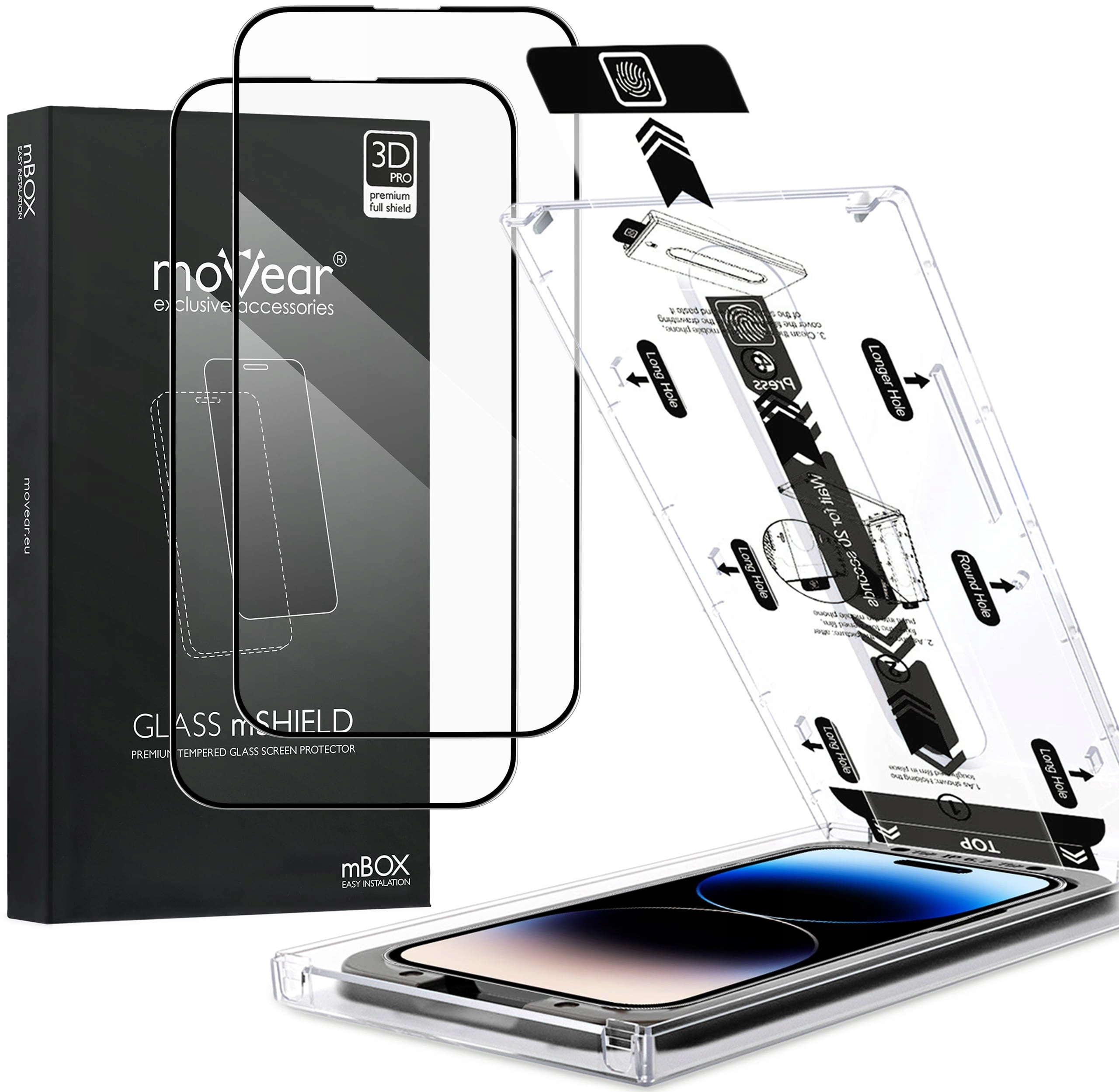 Szkło Hartowane 3D z Aplikatorem na iPhone 14 Pro Max na cały ekran Movear