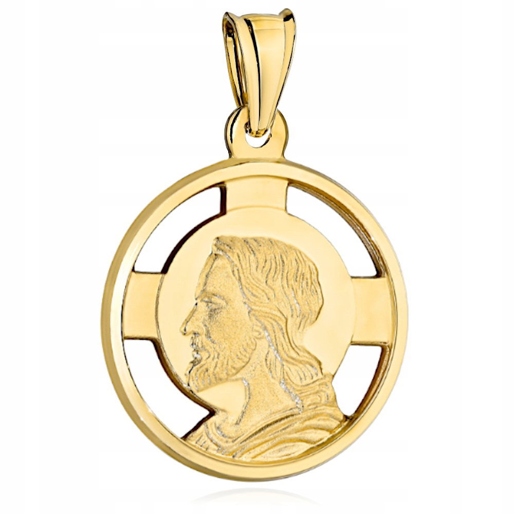 Zlatý medailonek 585 kulatý obraz Ježíška je velmi velký jako dárek 4.13 g