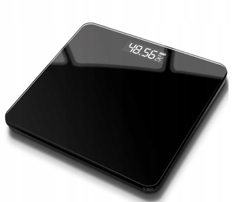 WAGA ŁAZIENKOWA ELEKTRONICZNA SZKLANA SCALE PRECYZYJNA LCD 180 KG BATERIE Kolor dominujący czarny