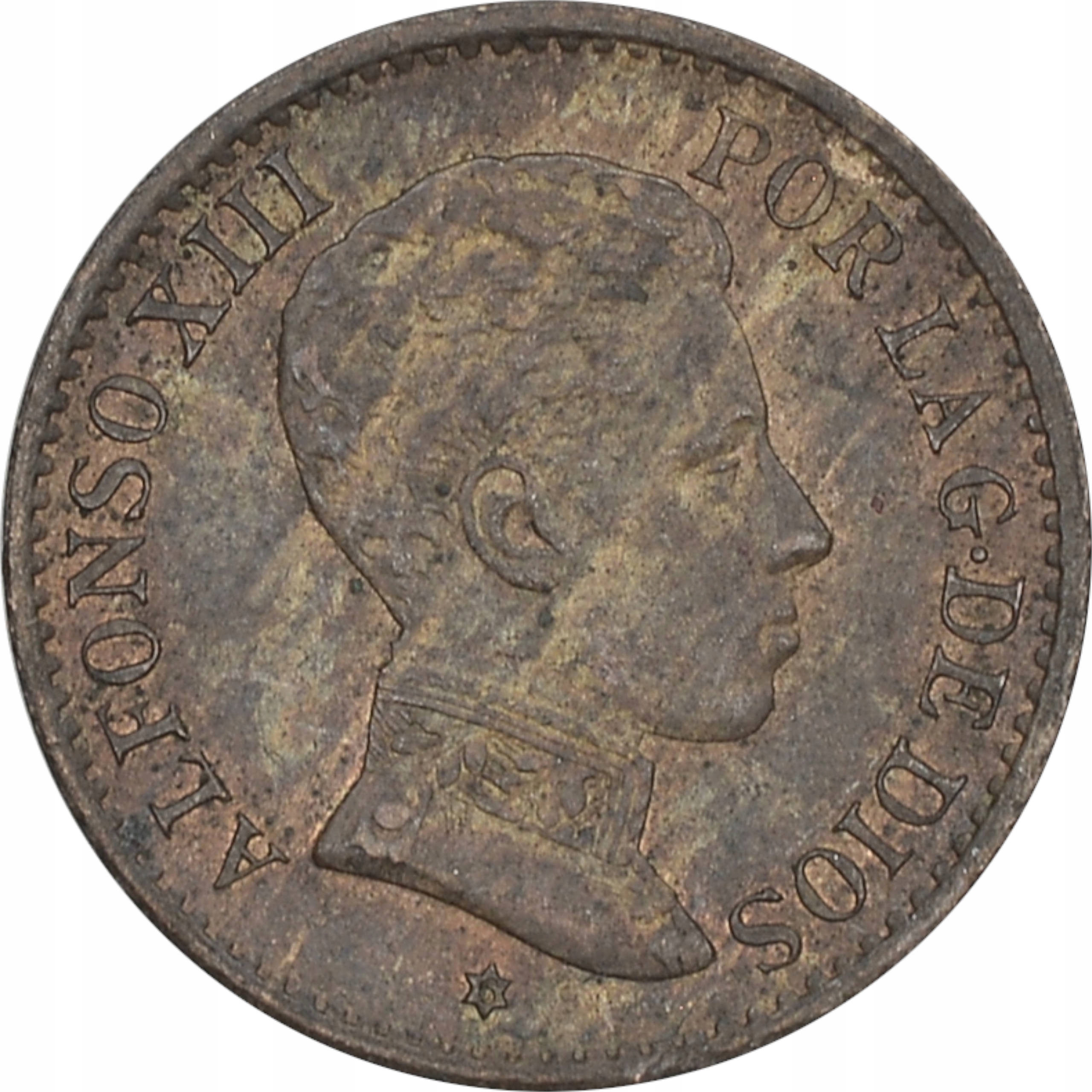 2.HISZPANIA, ALFONS XIII, 1 CENTIMO 1906 SL V