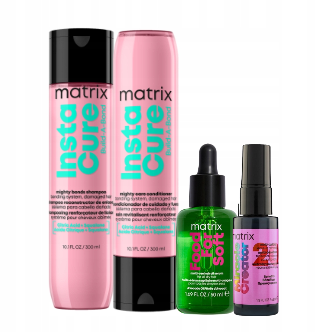 Matrix Instacure Build-ABond szampon odżywka Food For Soft olejek do włosów