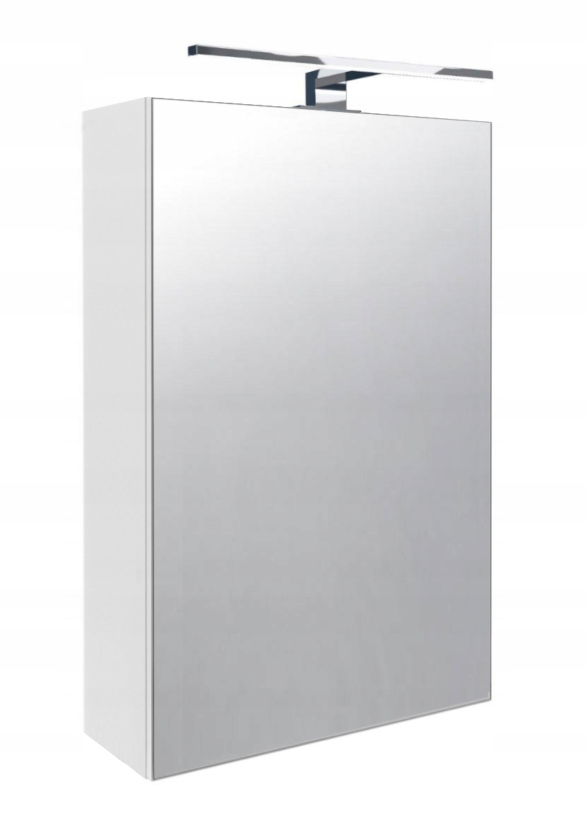 Koupelnová skříňka, bílá matná, se zrcadlem, osvětlení, Led, 50x80x16,5 cm