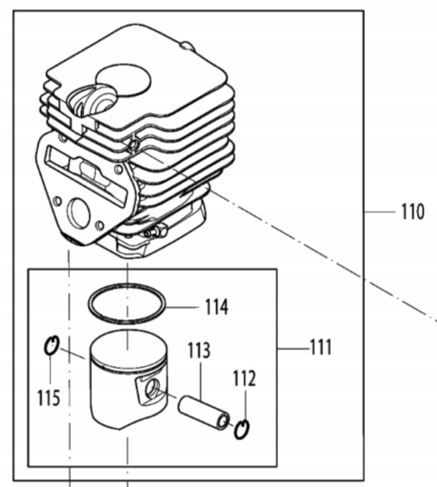 Nd Makita Dolmar Valec s piestom sada D=47mm EA6100P, EA6101P, PS6100, 13