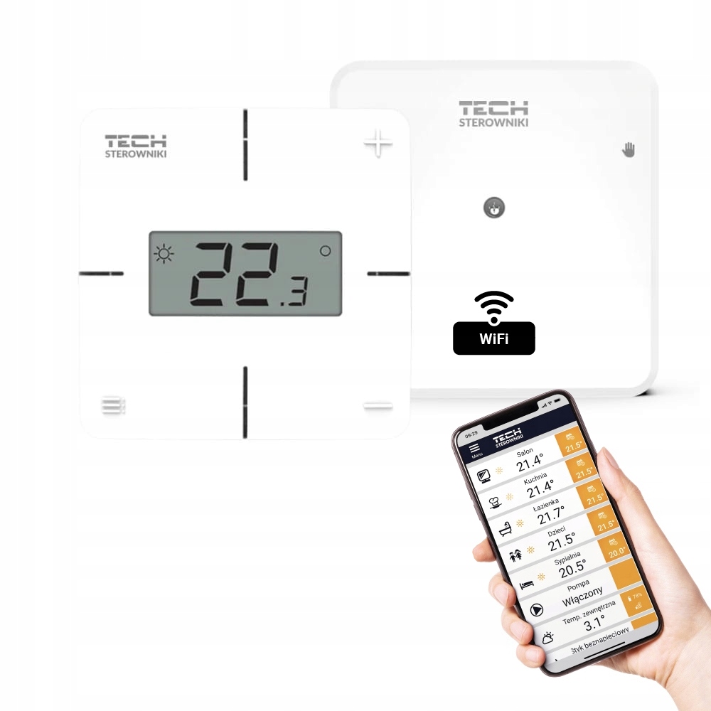 Bezdrátový Pokojový Ovladač Regulátor Teploty Tech T-2x Wi-Fi Wifi