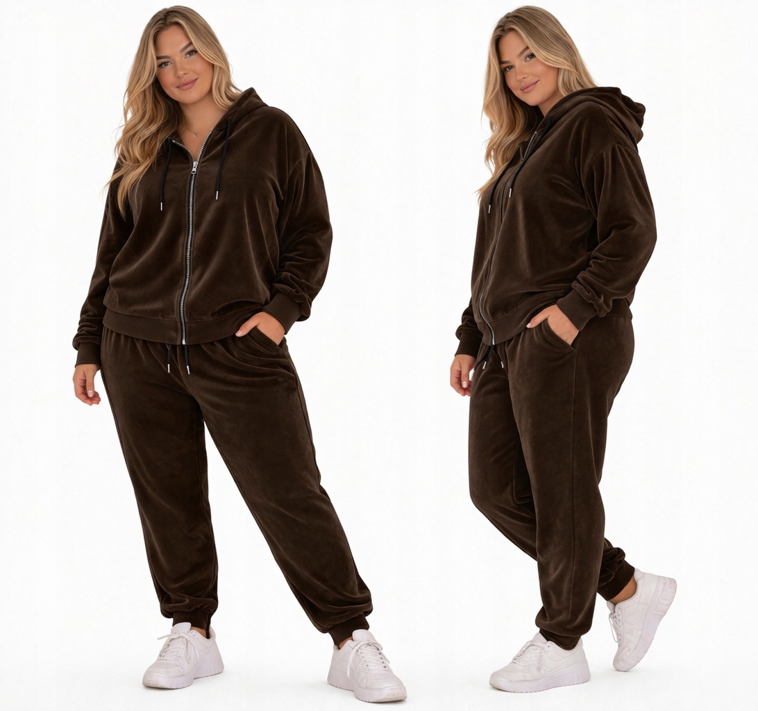 Teplákovka Dámský Velurový 46 48 3XL 4XL Rozepínací čokoláda je pohodlný a obepíná mě