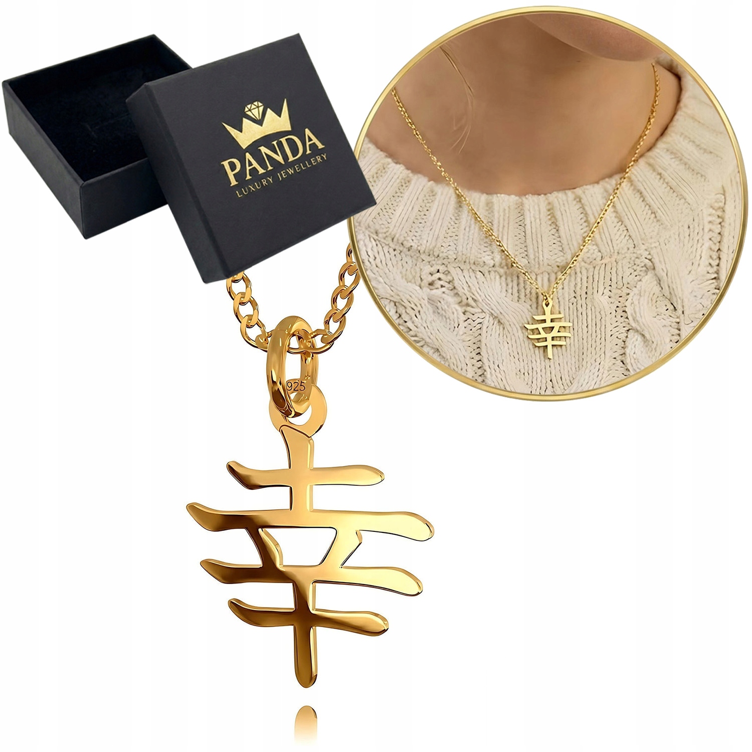 Pozlacený Přívěsek Japonský přívěsek Znamení štěstí Stříbro 925 Dárek