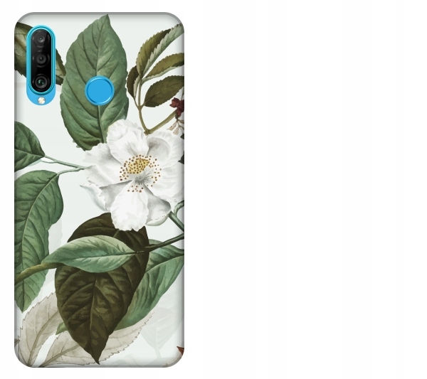 

Etui pokrowiec Huawei P30 Lite Kwiat bialy akwarel