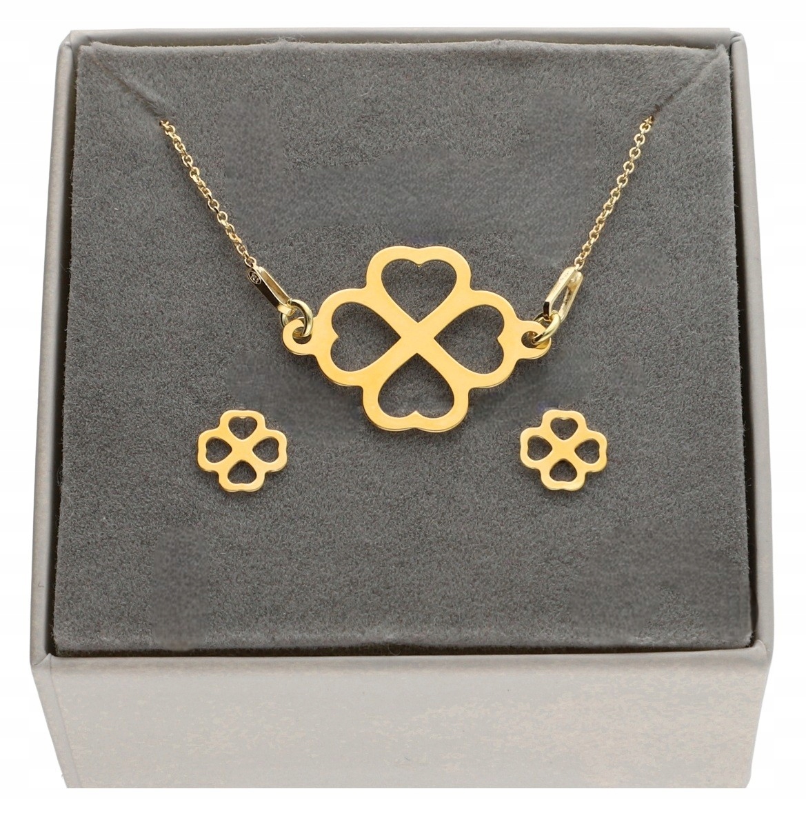 Zlatý komplet Celebrita čtyřlístek ažur stříbro 925