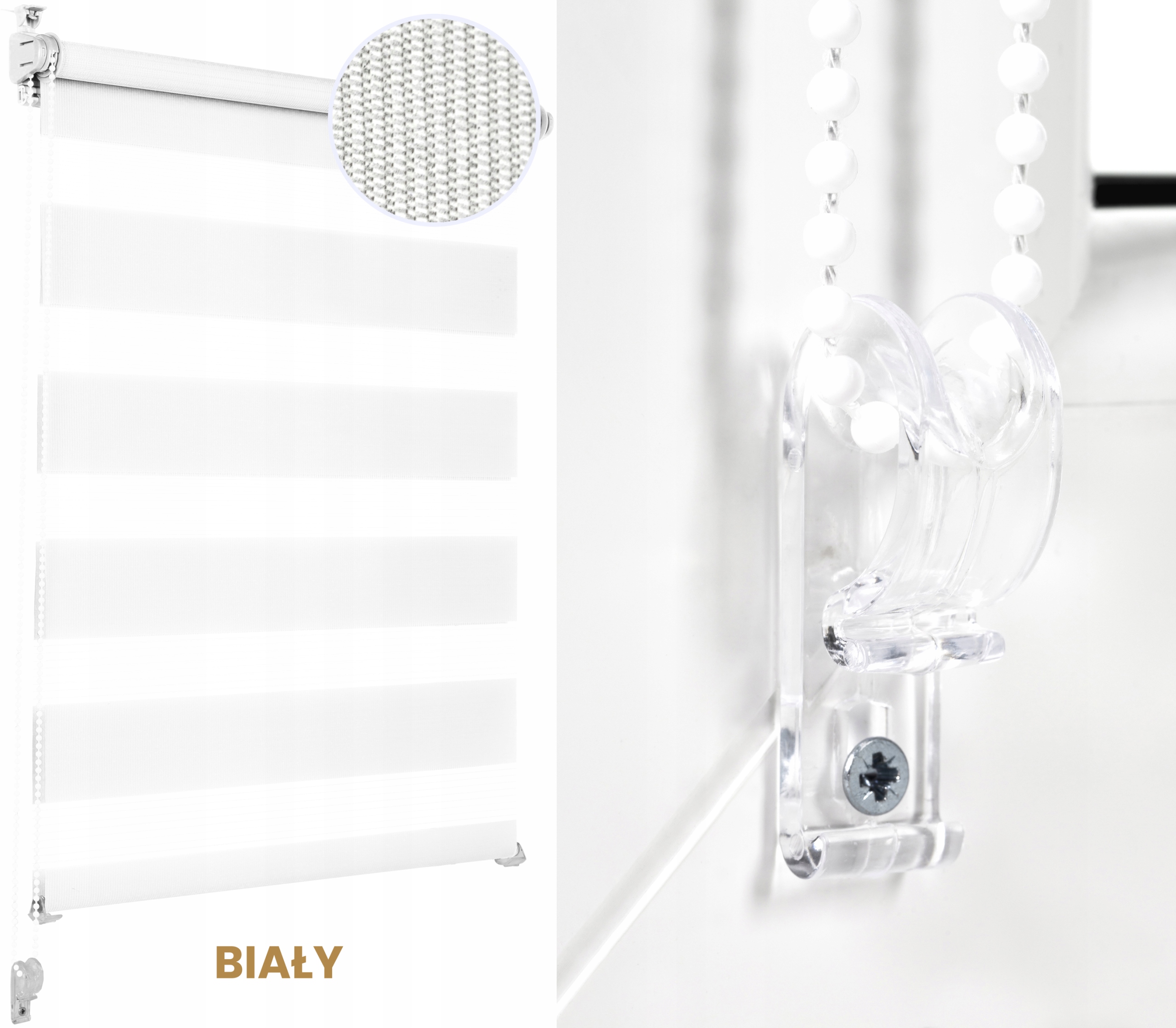 Roleta okienna dzień/noc - kolor: biały wym. 80cm x 130cm EAN (GTIN) 5903104406516