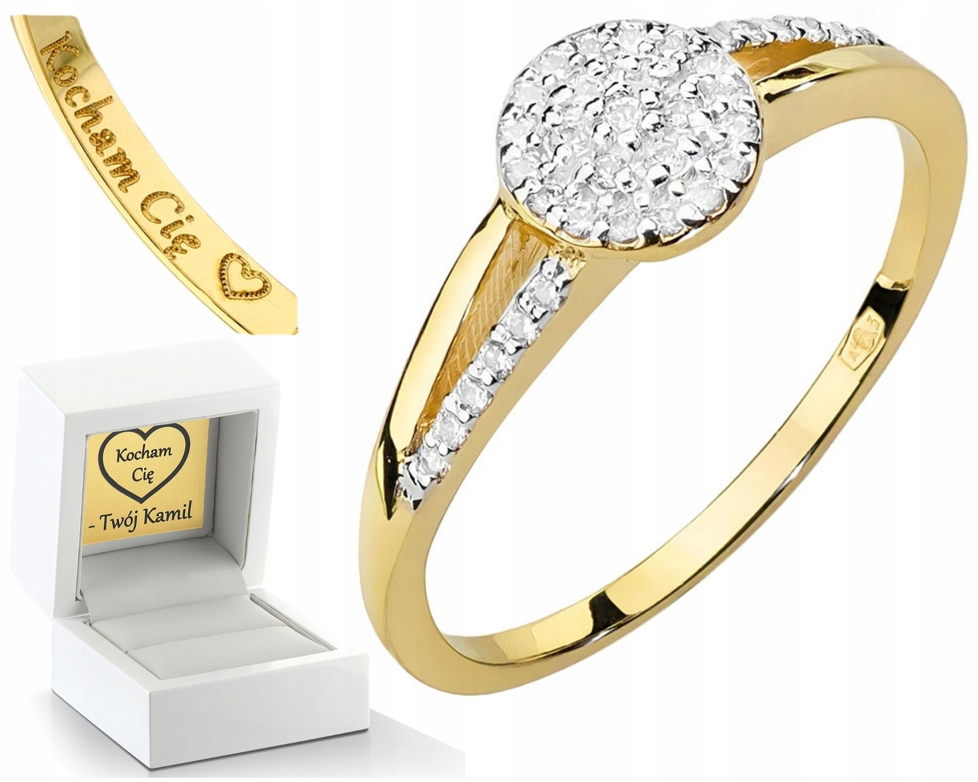 Zlatý Prstýnek S Brilianty Gravírování Bonus 585 Zásnubní Pro Ženu