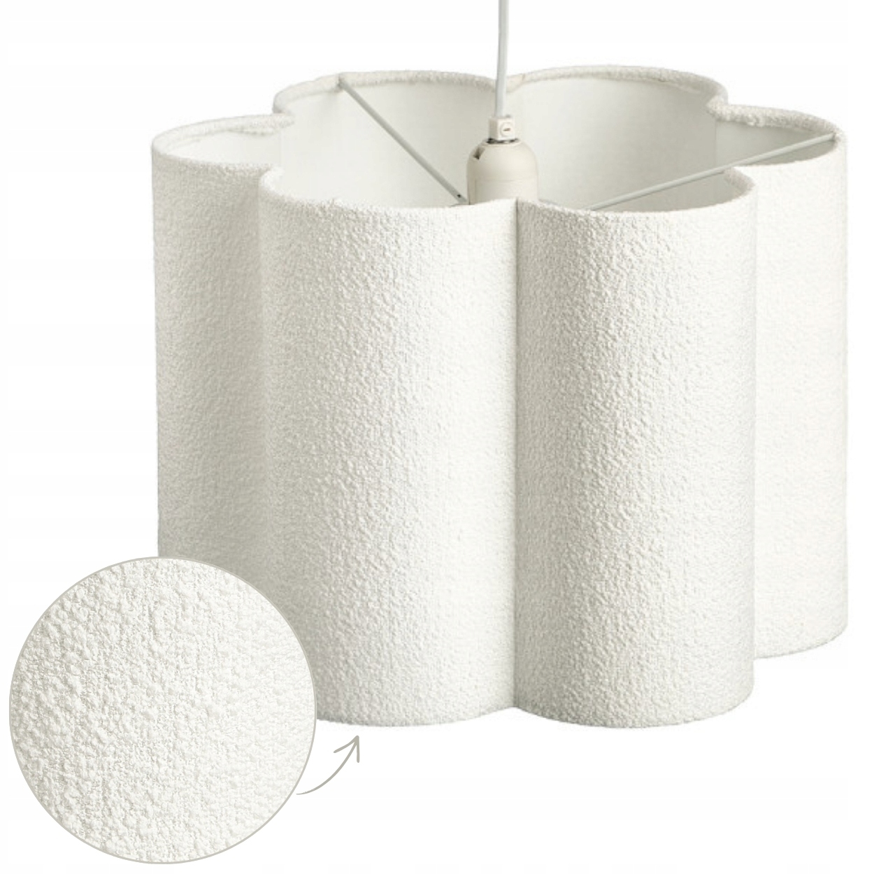 Lampa wisząca biała boucle 35x35x25 cm boho dekoracyjna nowoczesna kwiat