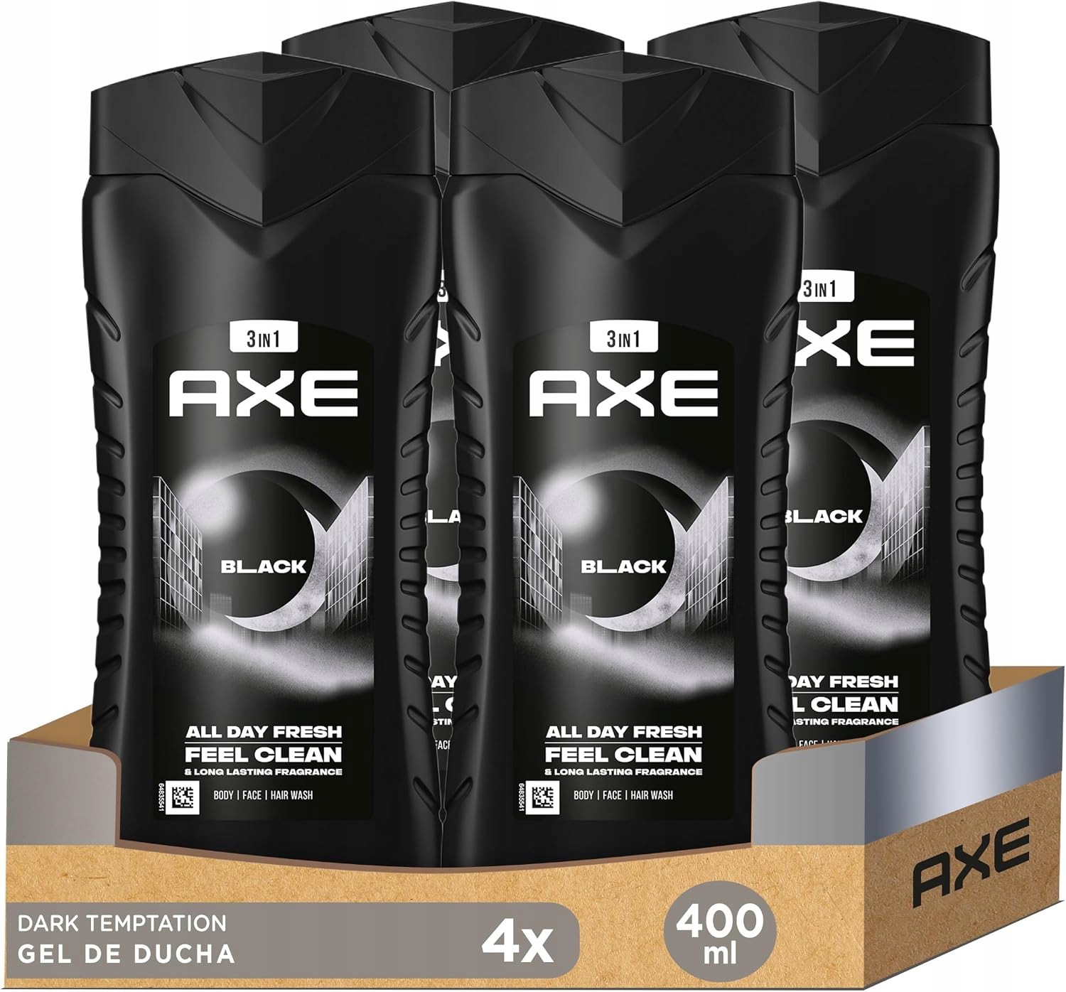 Axe Black gel šampon 3v1 400 ml XL dlouhotrvající svěžest 4 kusy