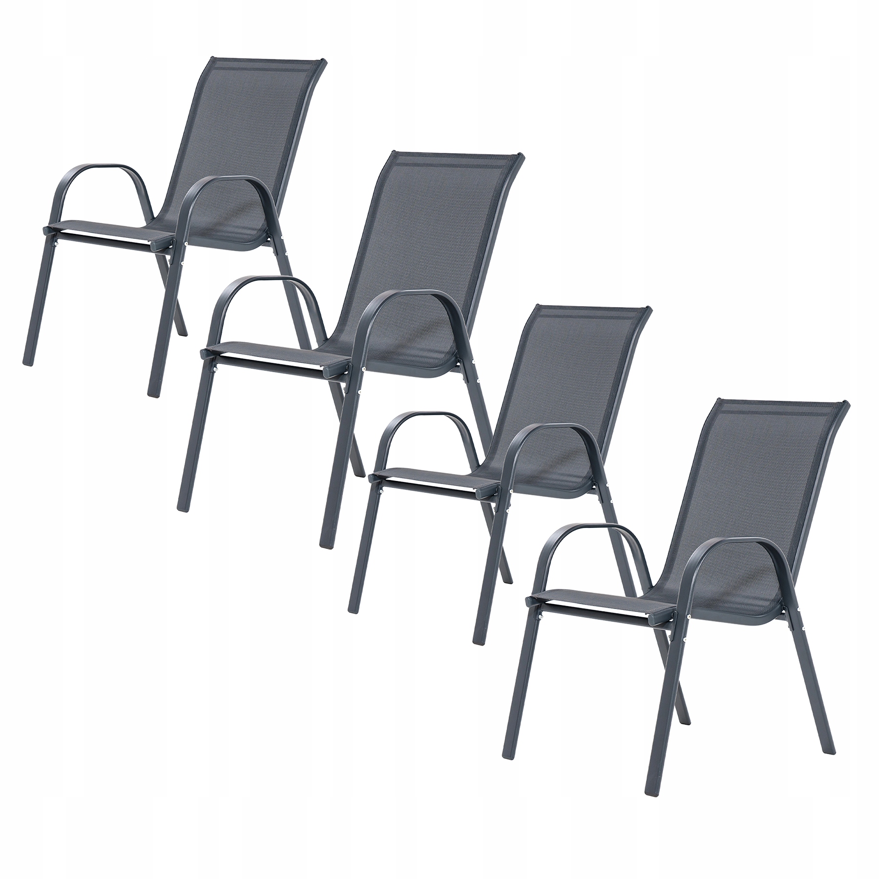 4 Ks Pohodlné Kovové Kreslo Na Terasu, Balkón, Floridský Komplet, Šedé, Odolné