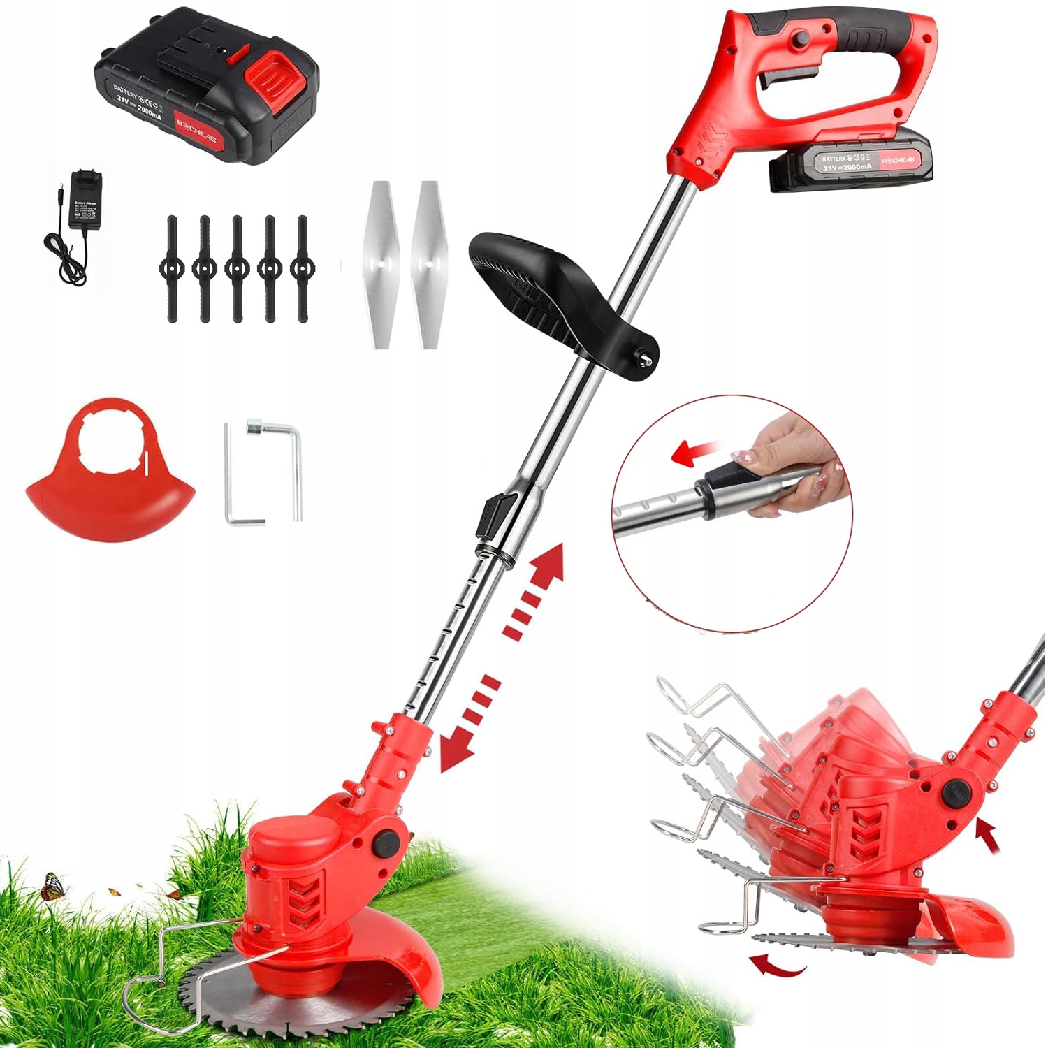 Elektrická Sekačka Na Trávu Aku Sekačka Na trávu 21V Pro Řezání Trávníků Zahrad