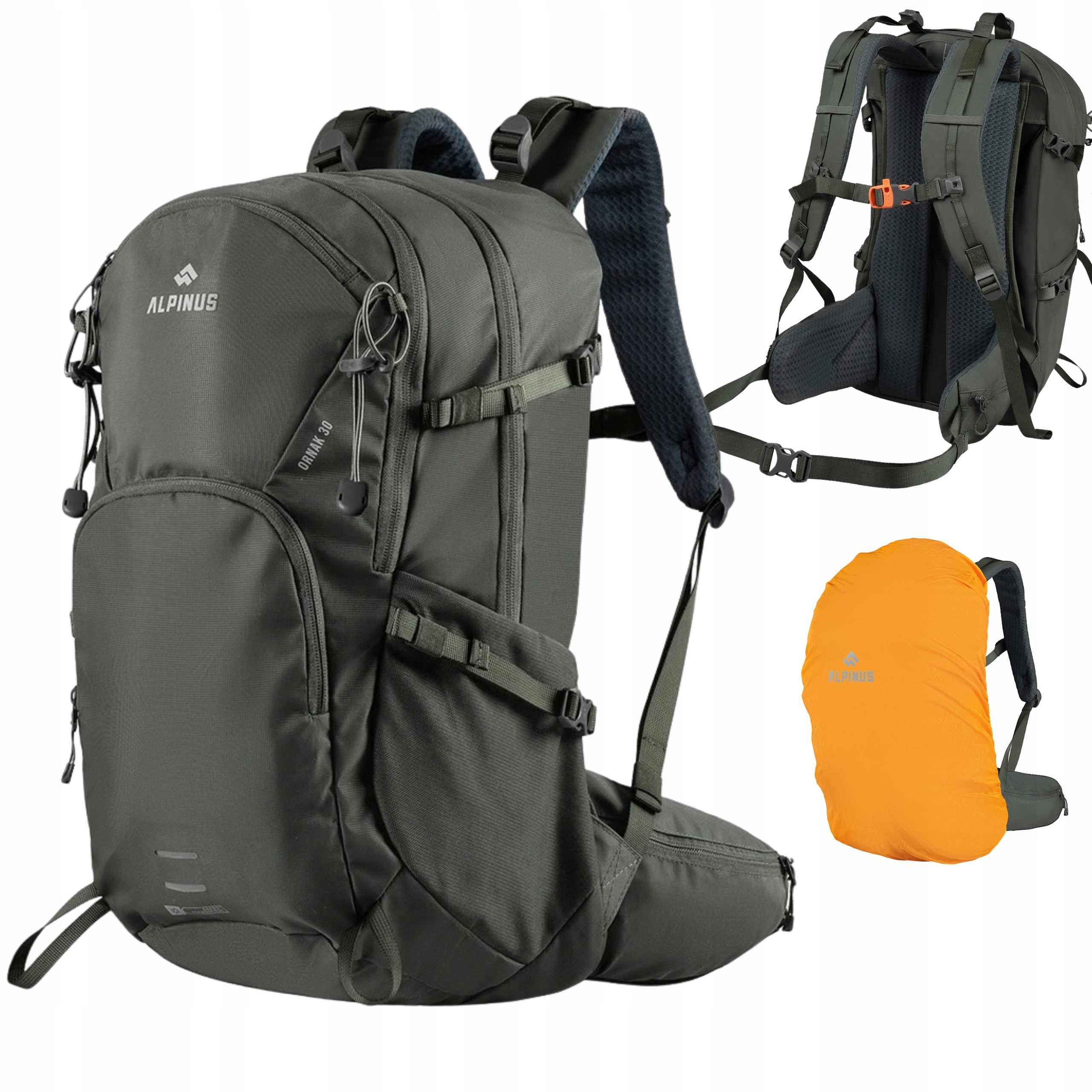 Alpinus Plecak Trekkingowy Turystyczny Sportowy Pokrowiec Ornak 30L