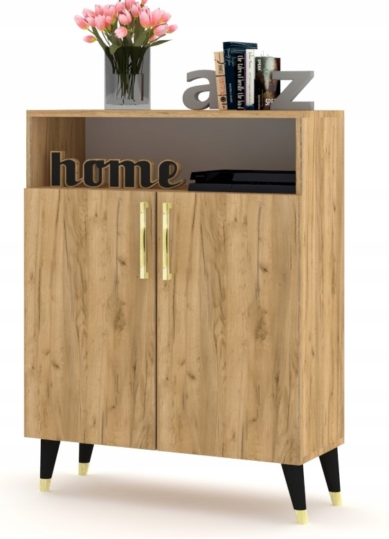 Velká komoda Luna 2D Dub Craft Zlaté Úchytky