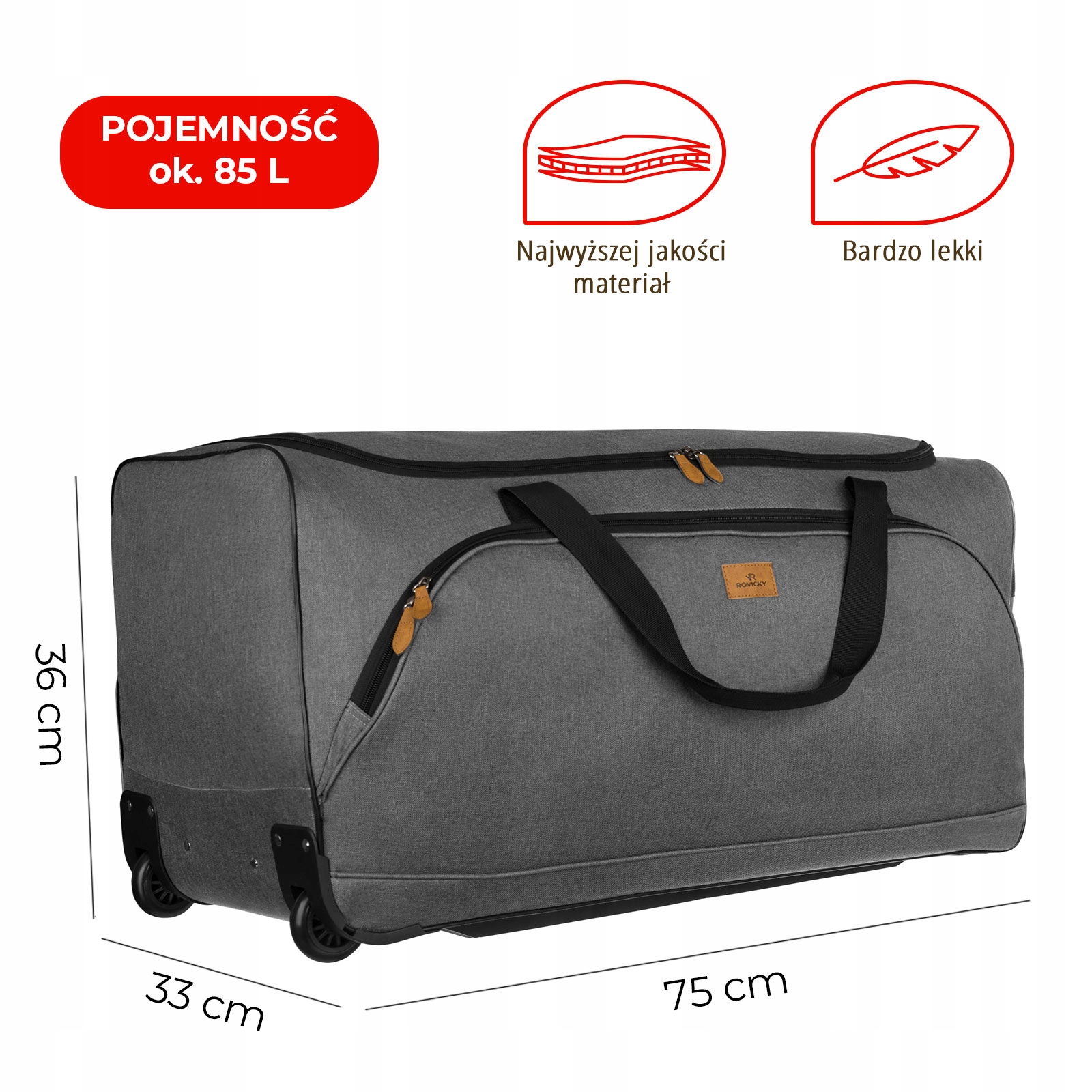 Rovicky duża torba podróżna pojemna turystyczna Stan opakowania oryginalne