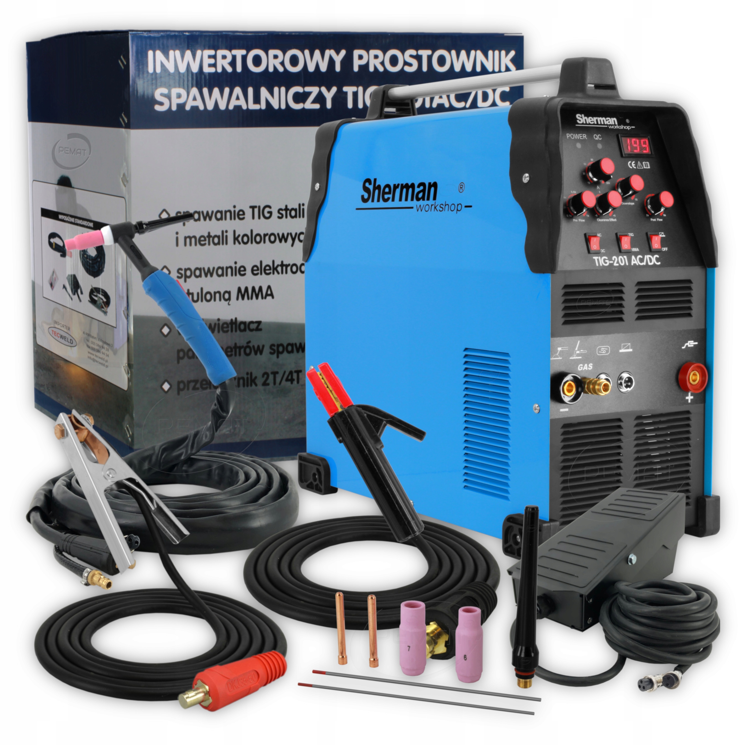 Зварювальний апарат Sherman TIG 201 AC / DC алюміній + педаль