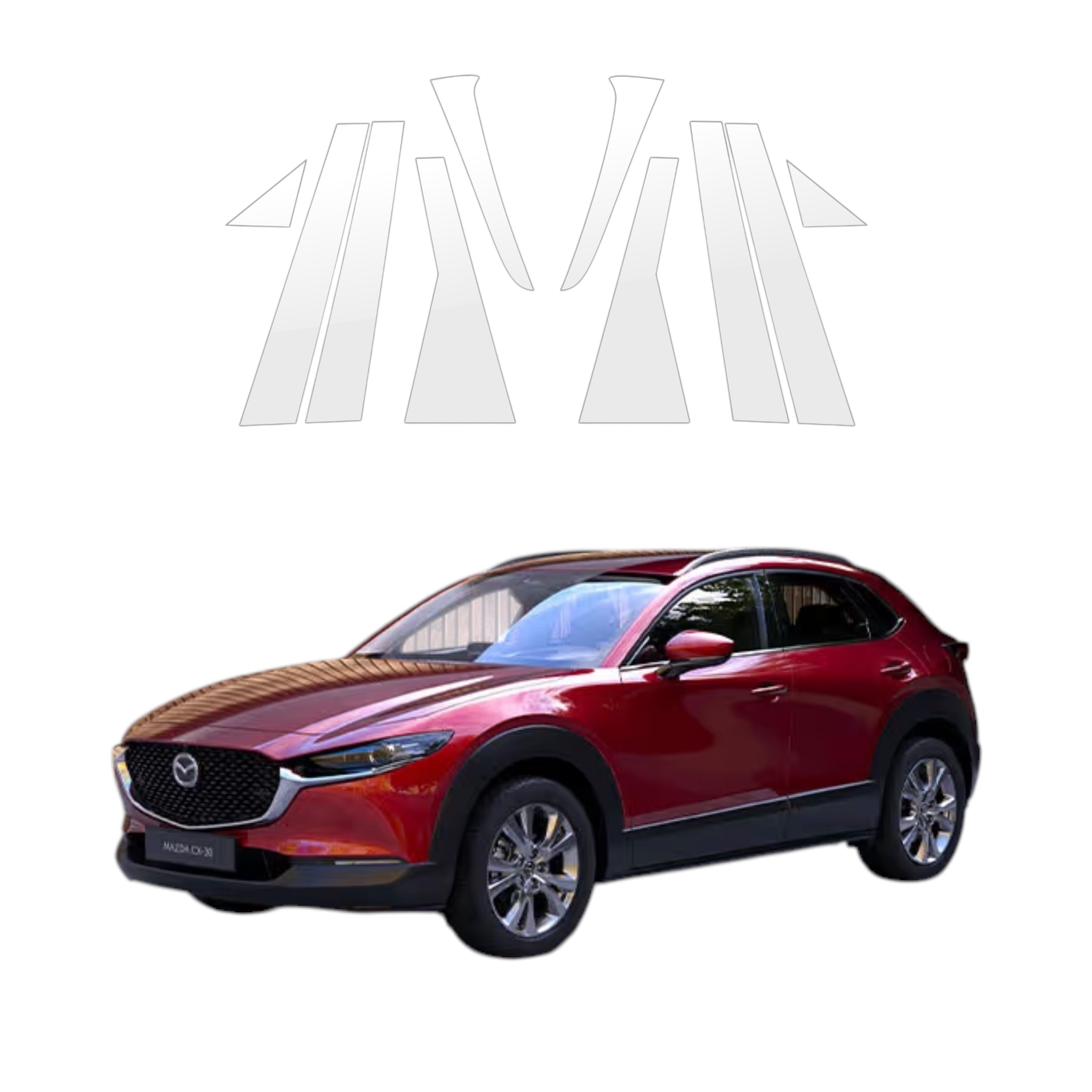 Fólie na sloupky Mazda CX30 Bezbarvá