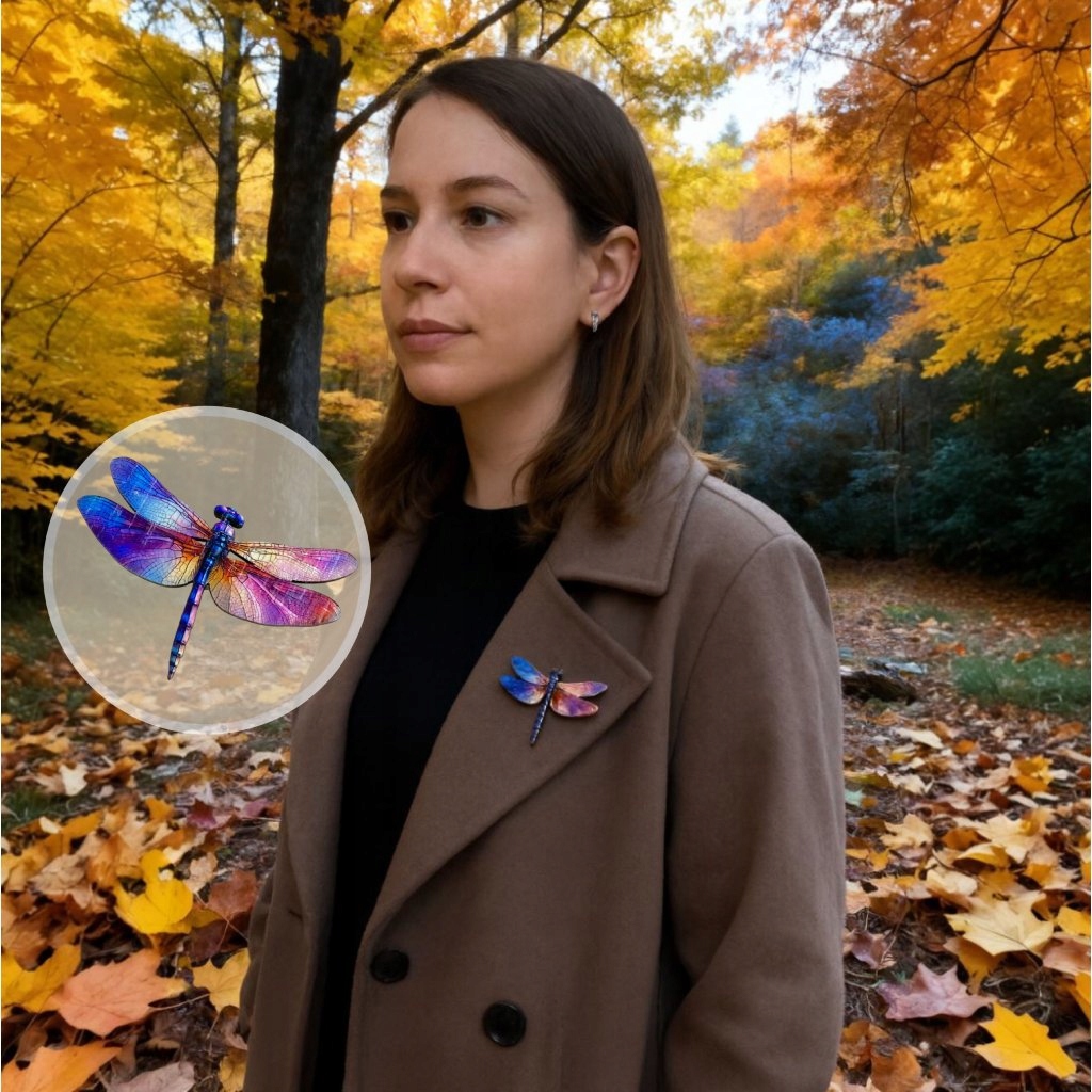 Drewniana broszka - ważka 3