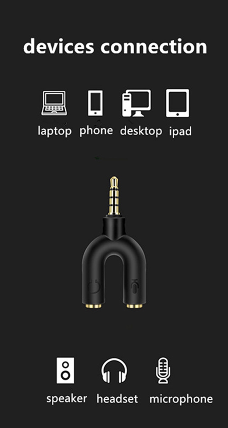 ROZDZIELACZ MINI JACK 3,5MM MIKROFON SŁUCHAWKI AUX Zastosowanie Audio