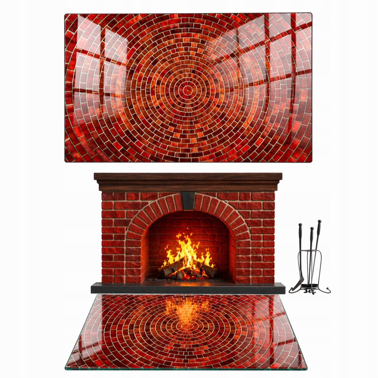Sklo Podložka Sklo Kalený Krb Rozměr 50x52 cm s Grafikou Cihla