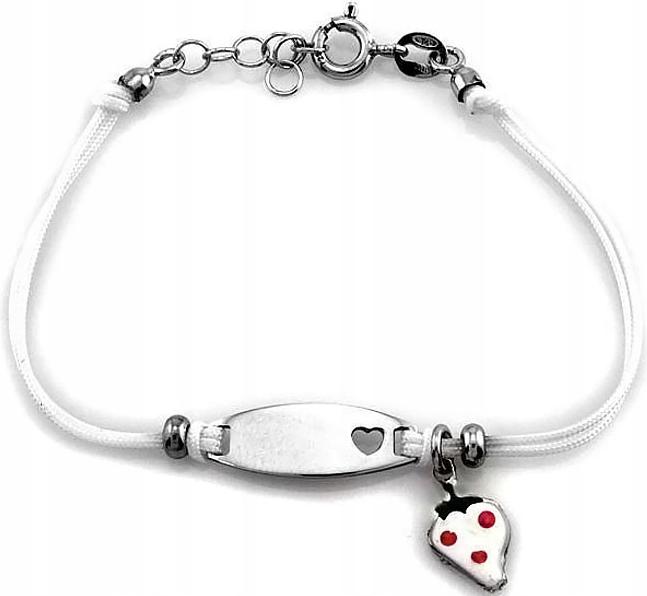 Stříbrný náramek 925 s bílou jahodou, elegantní vzor jako dárek 16 cm